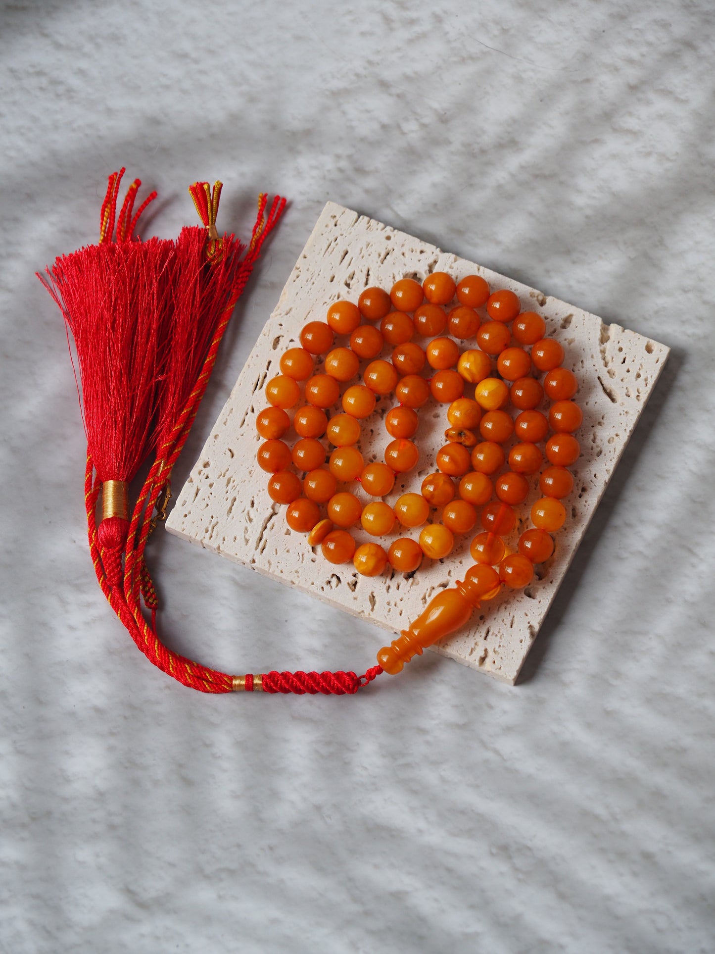 Antique Aged "Old German" Amber Misbah 66 Beads