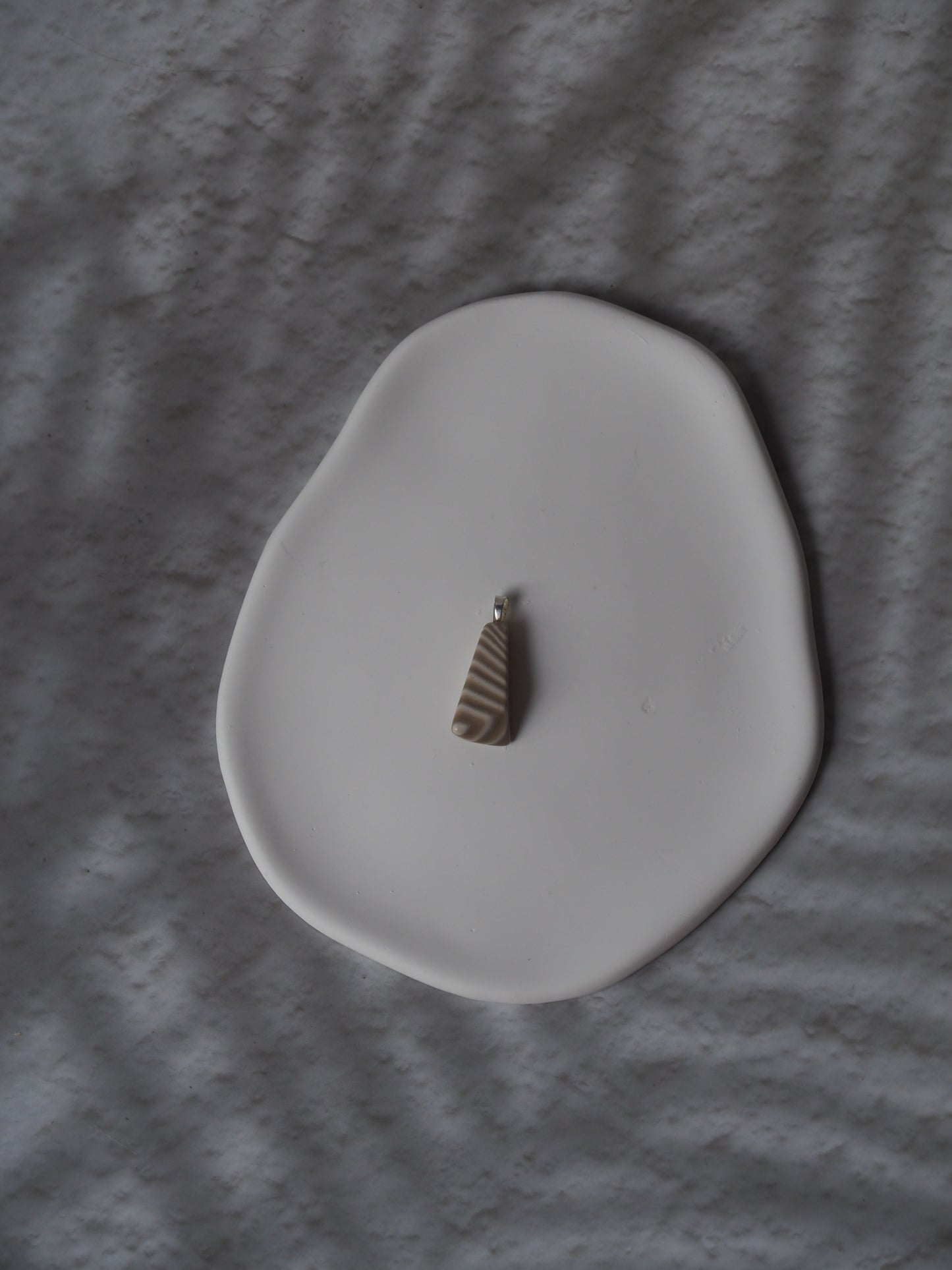 Natural Striped Flint Pendant with Silver Hook