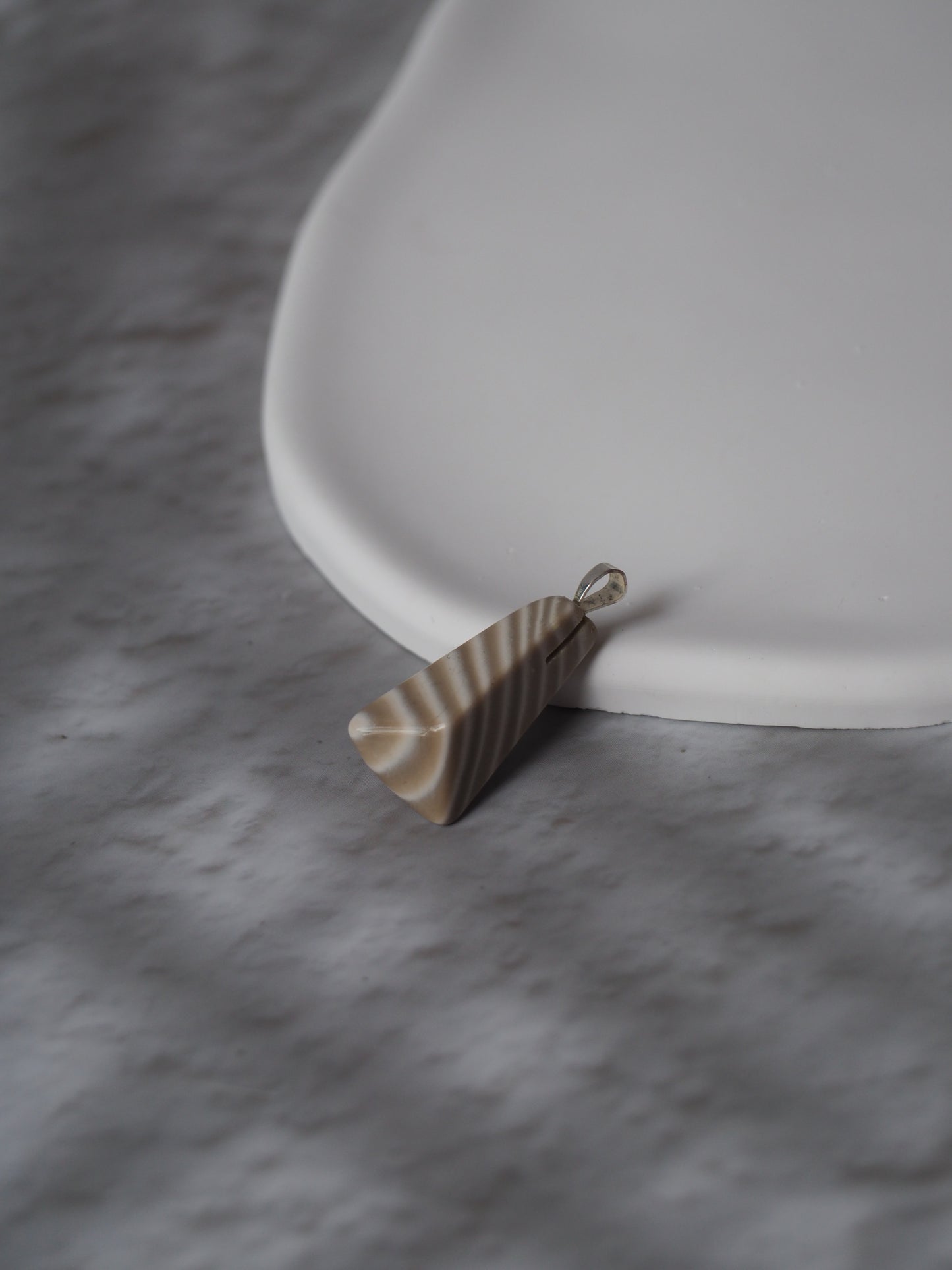 Natural Striped Flint Pendant with Silver Hook