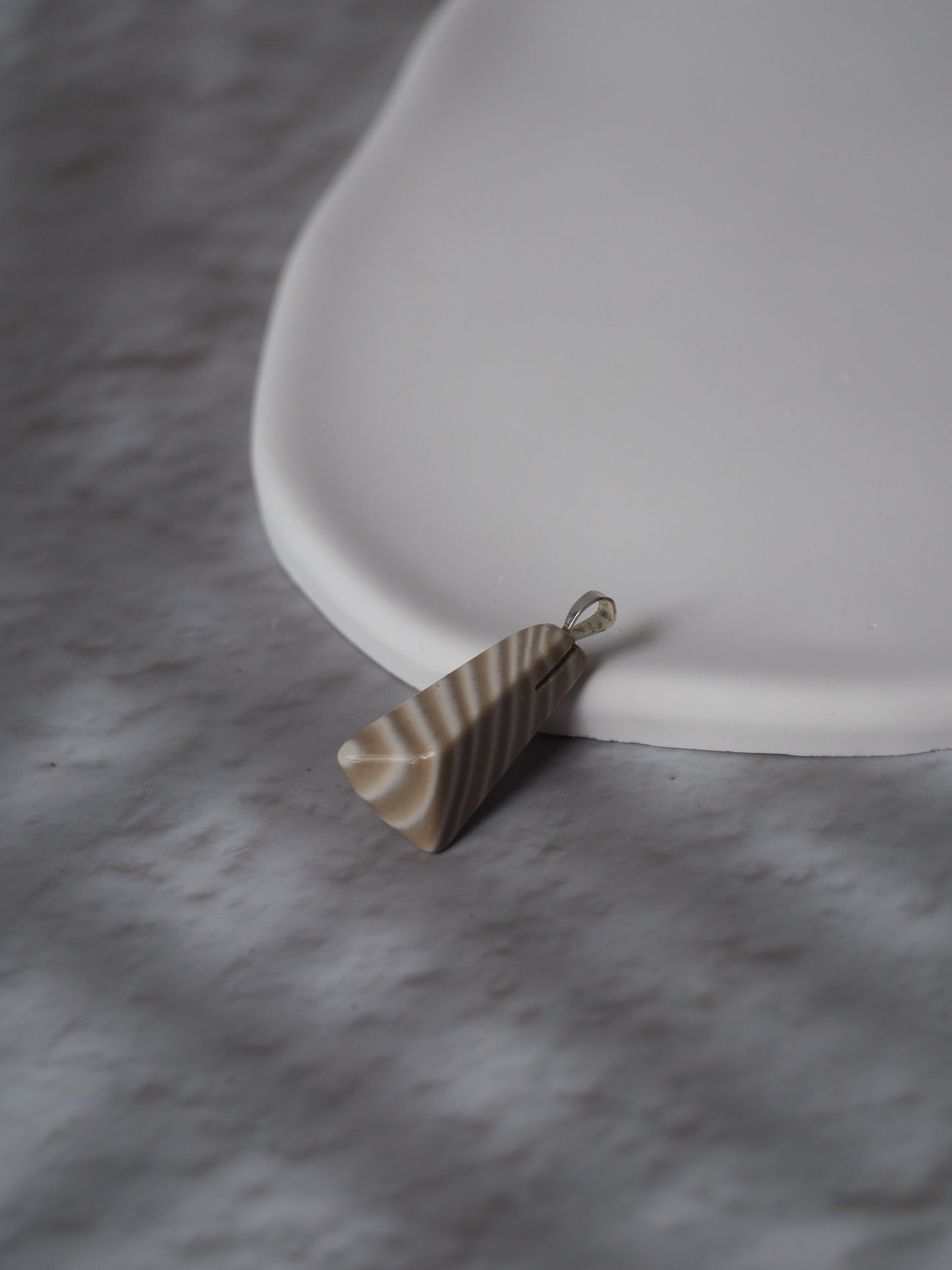 Natural Striped Flint Pendant with Silver Hook