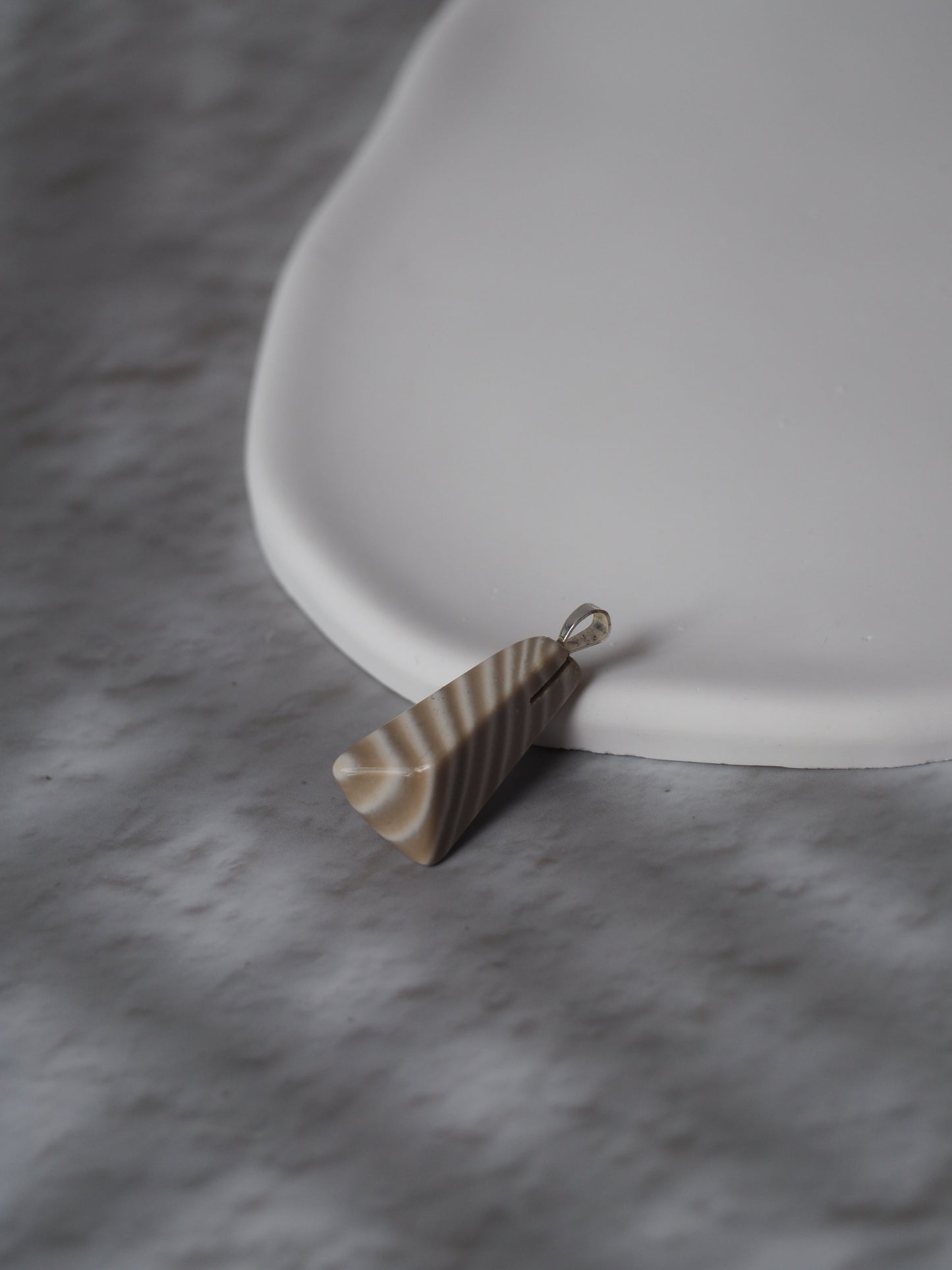 Natural Striped Flint Pendant with Silver Hook