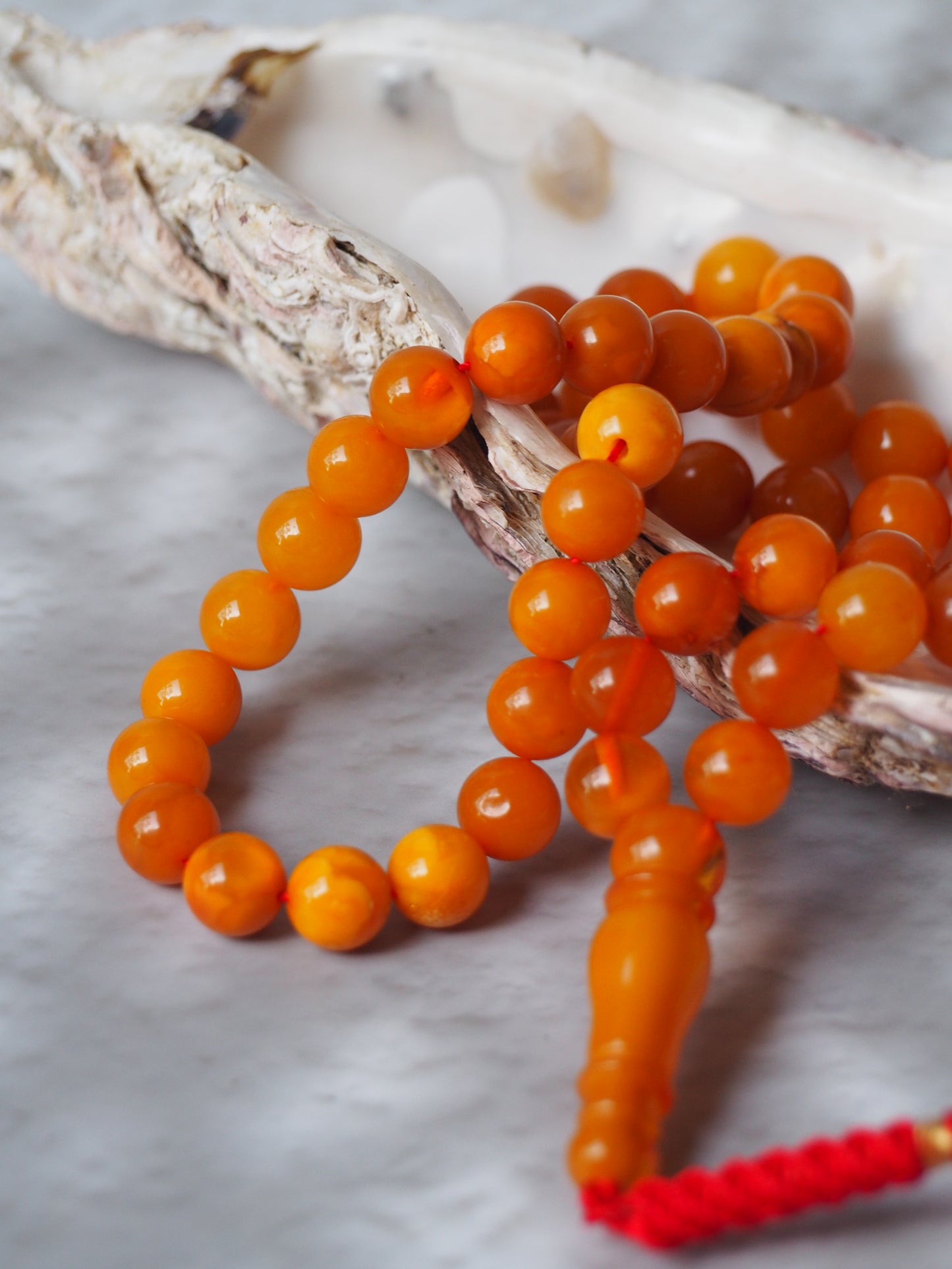 Antique Aged "Old German" Amber Misbah 66 Beads