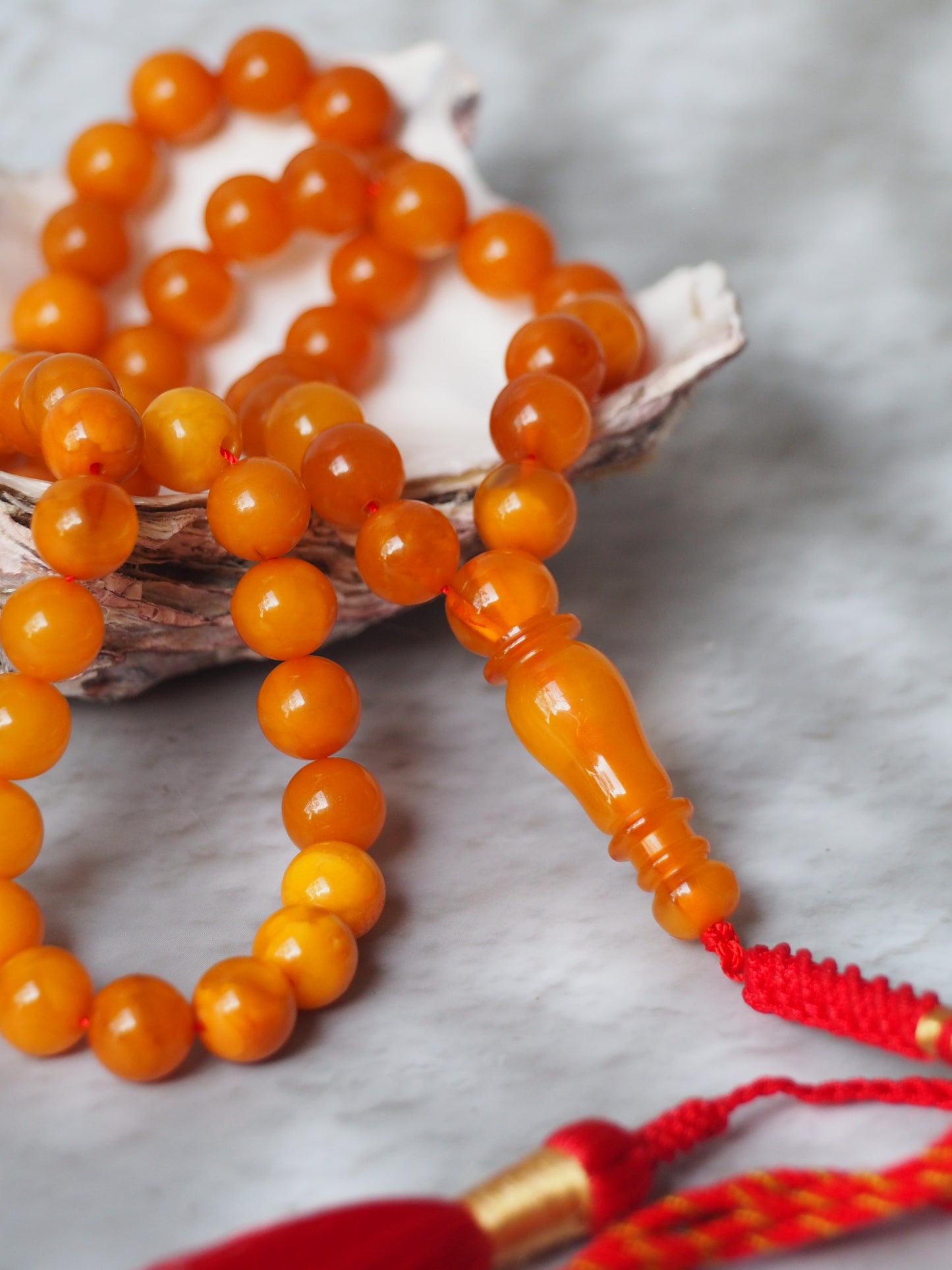 Antique Aged "Old German" Amber Misbah 66 Beads