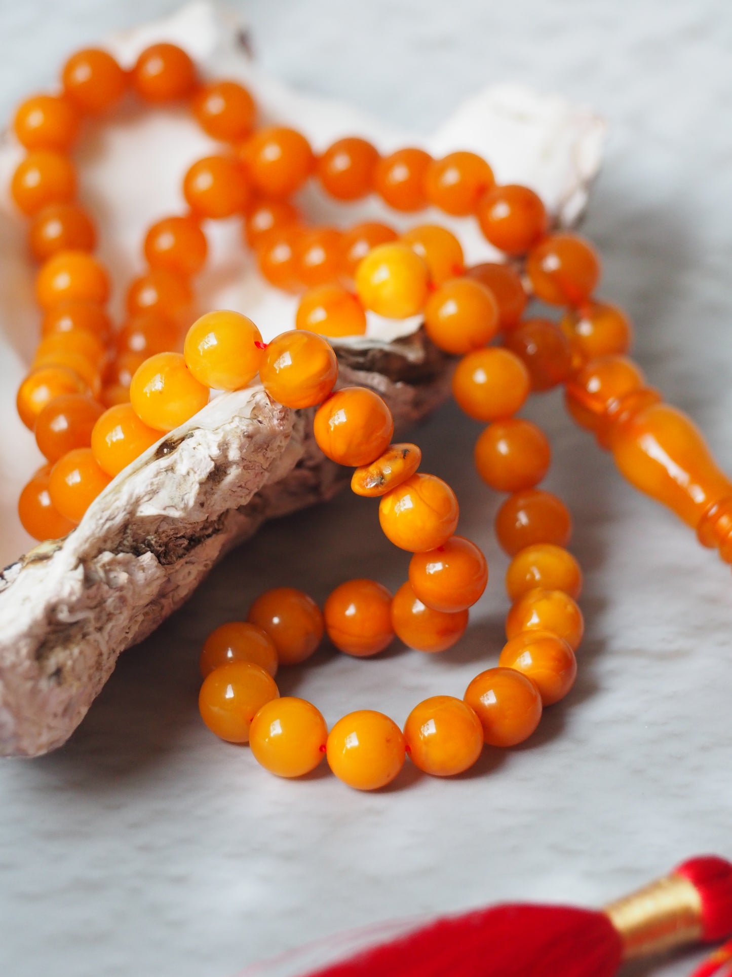 Antique Aged "Old German" Amber Misbah 66 Beads