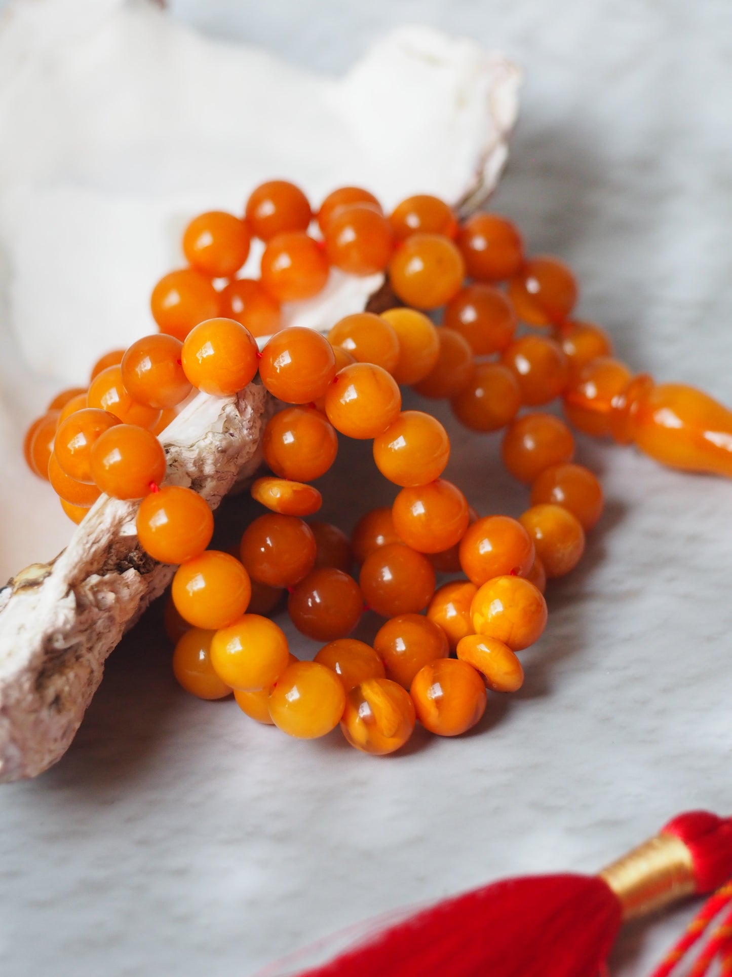 Antique Aged "Old German" Amber Misbah 66 Beads