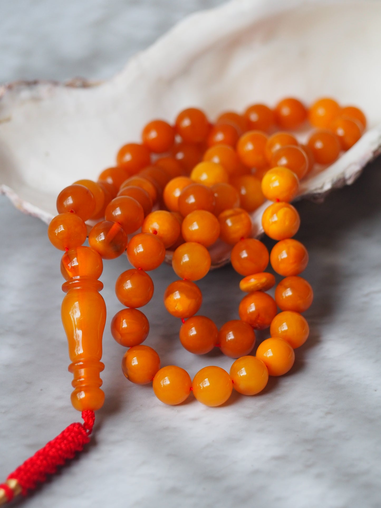 Antique Aged "Old German" Amber Misbah 66 Beads
