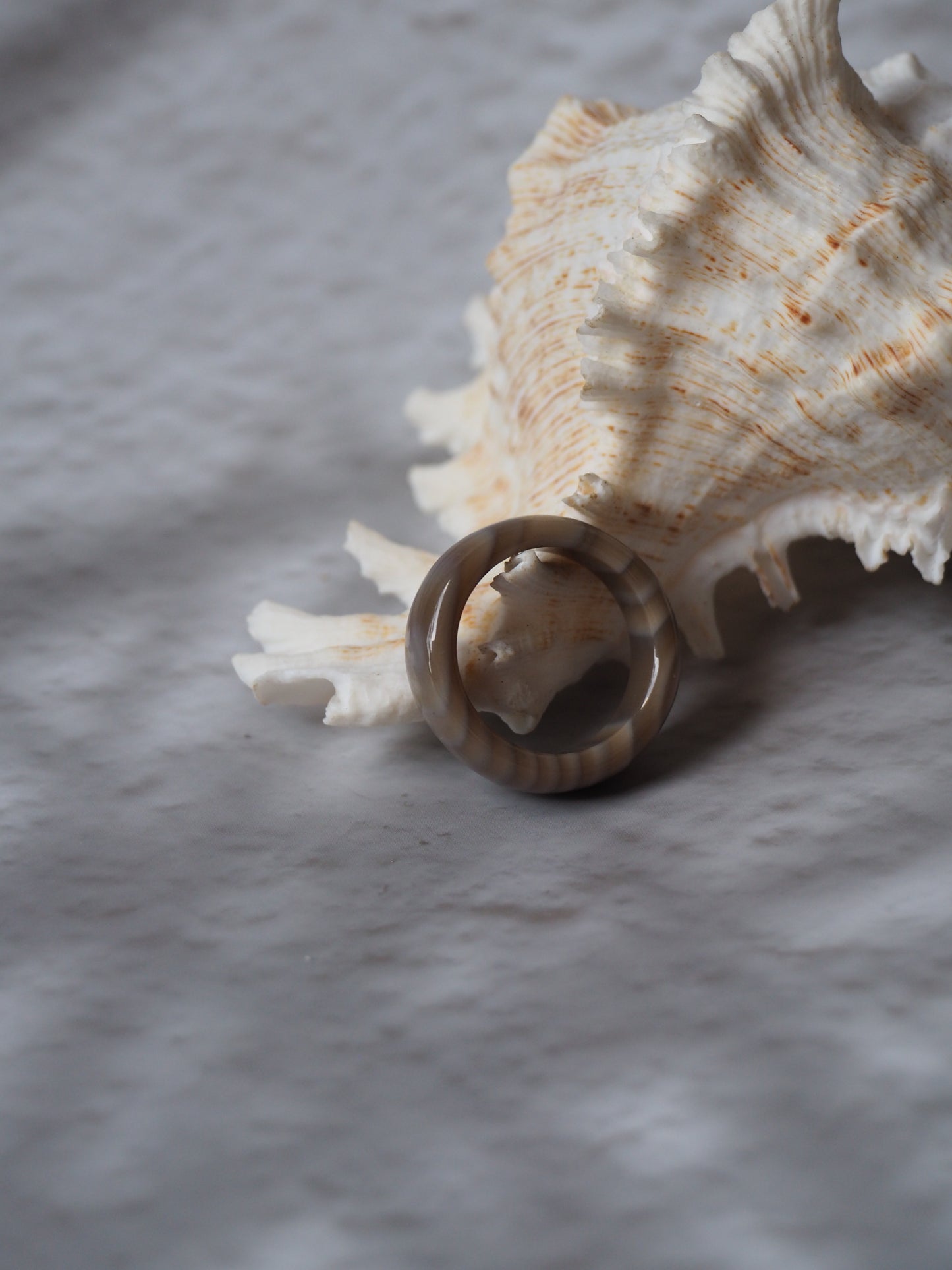 Unique Natural Striped Flint Ring