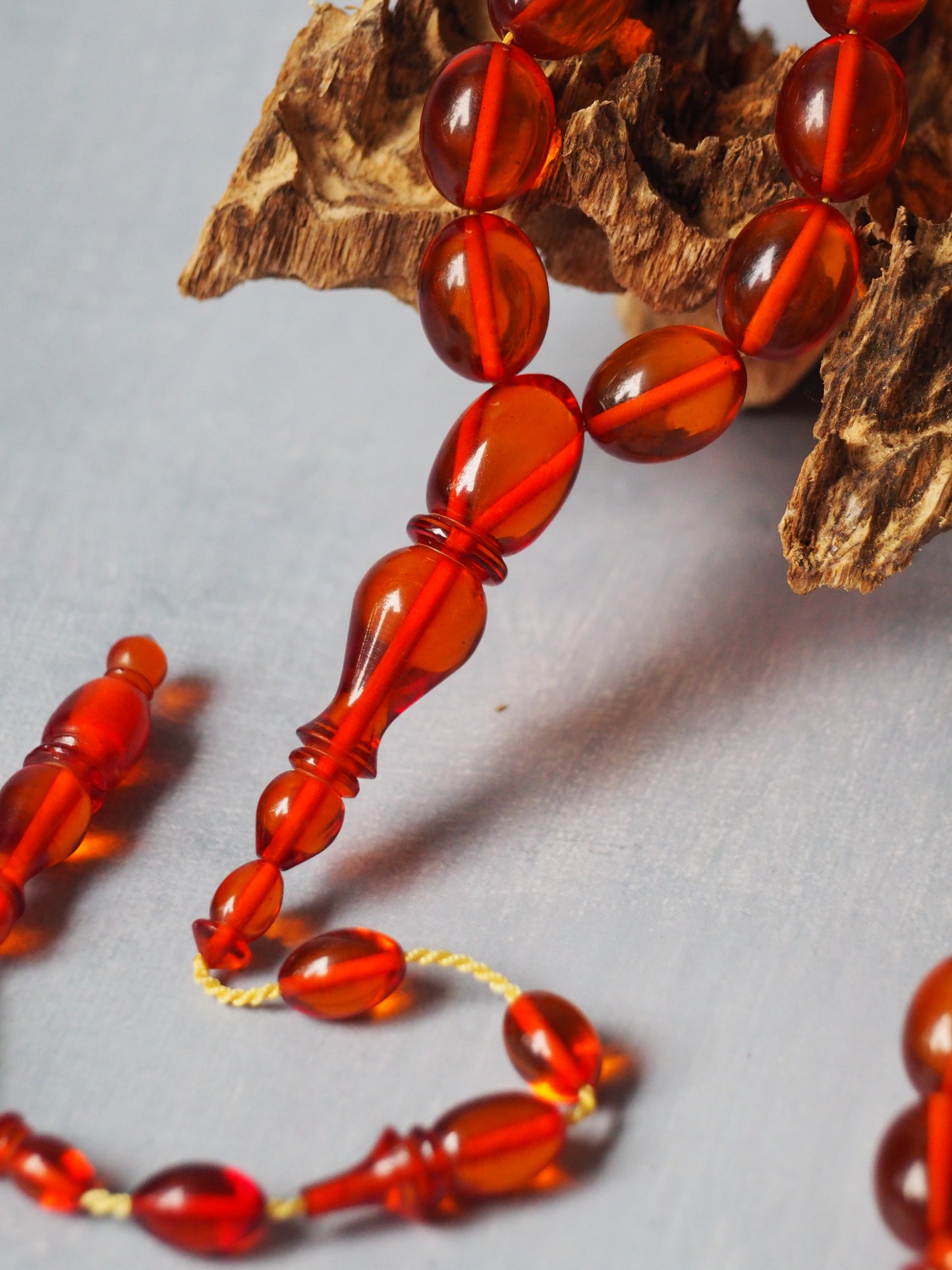 Orange Transparent Syrian Bakelite Rosary 45 Beads