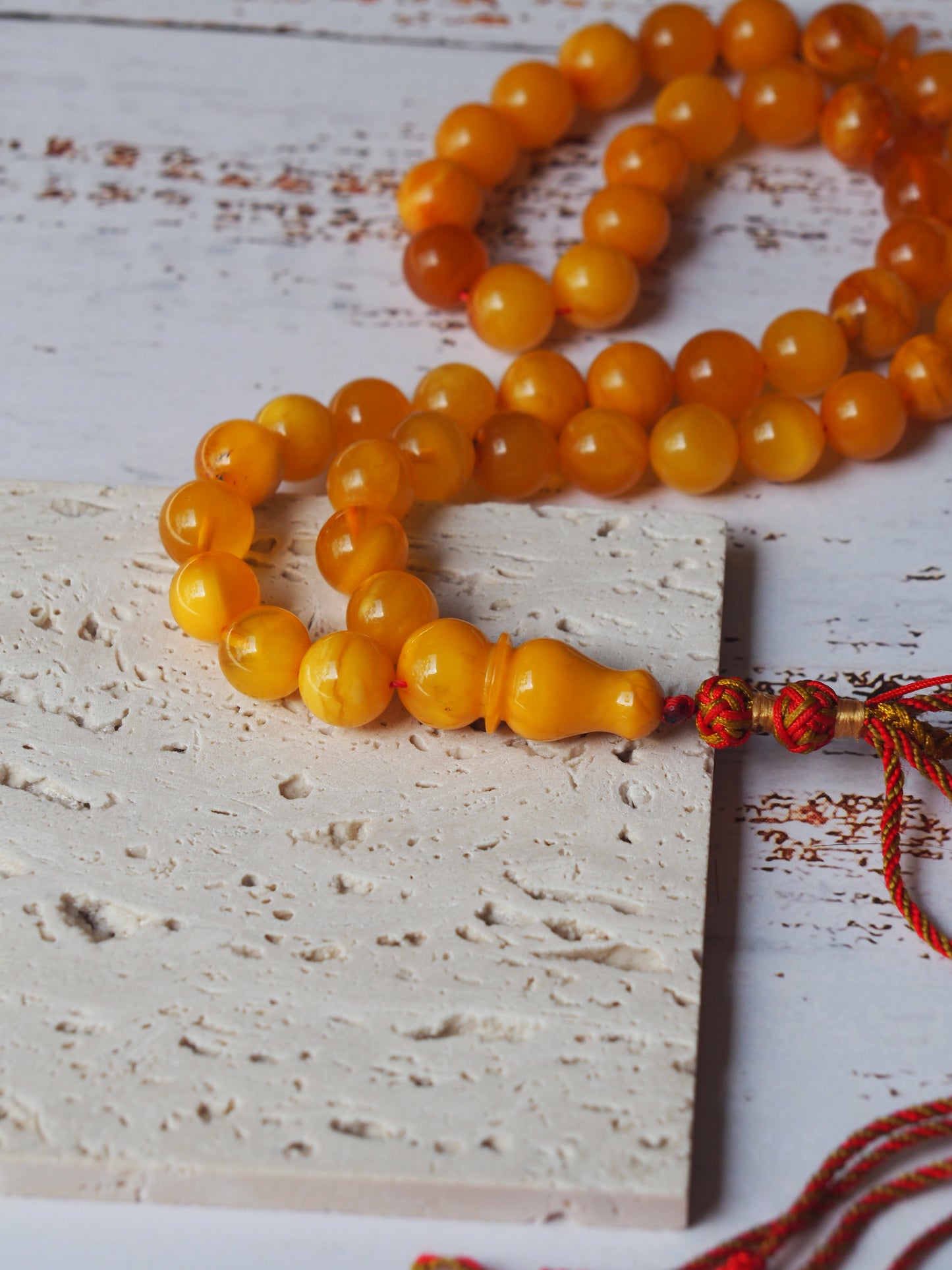 Antique Natural Aged Honey and Cloudy Amber Tasbih 45 Beads