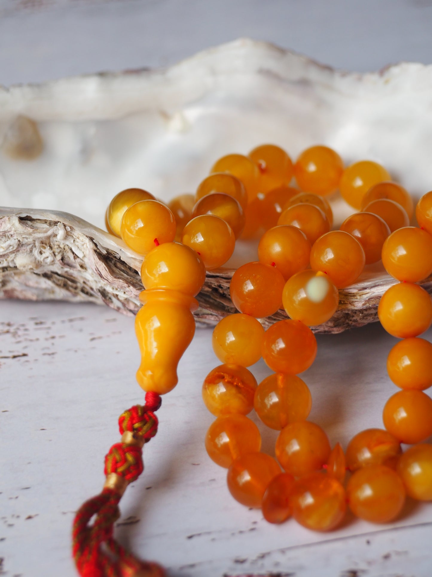 Antique Natural Aged Honey and Cloudy Amber Tasbih 45 Beads
