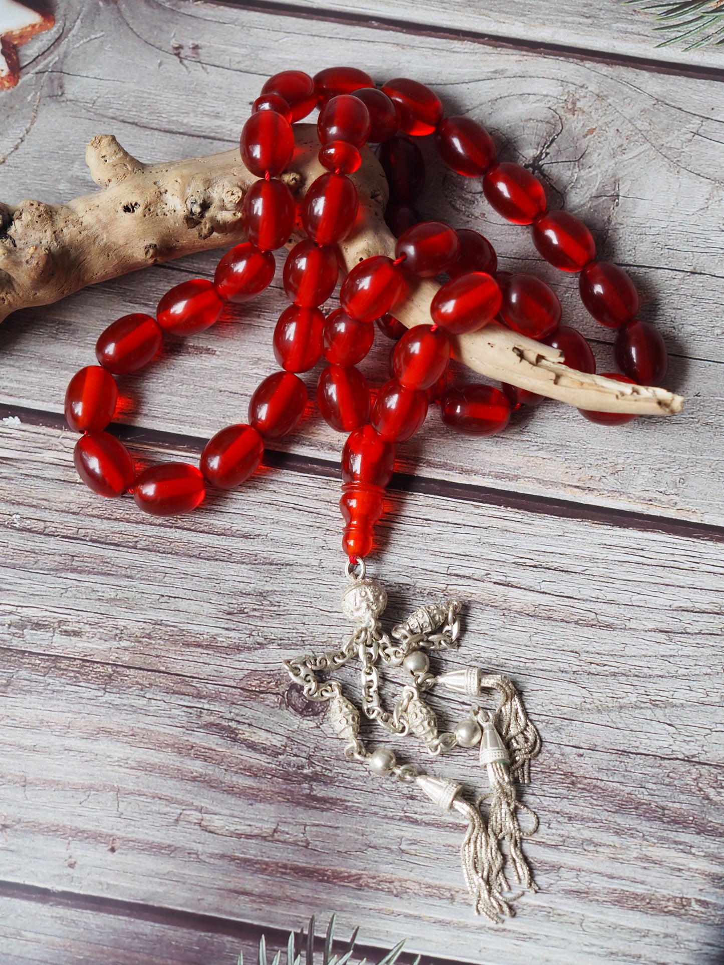 American Bakelite Rosary Olive Shaped 41 Beads 124g
