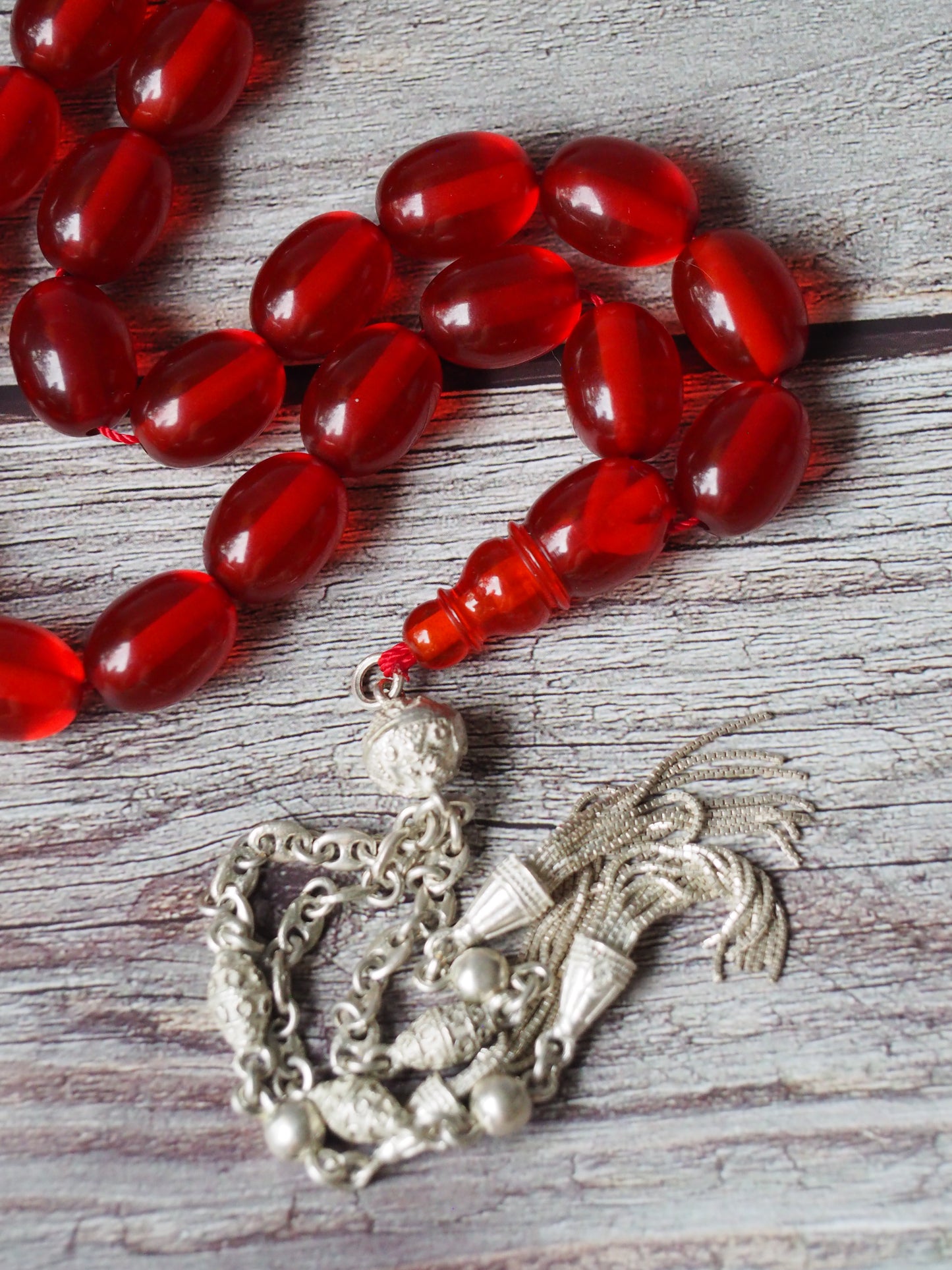 American Bakelite Rosary Olive Shaped 41 Beads 124g