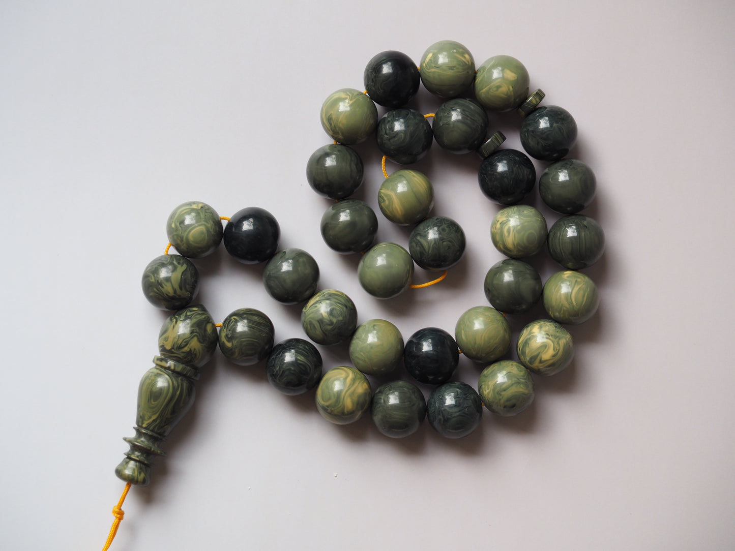 Vintage Teal Green "Chernobyl" Bakelite Misbah 33 Beads