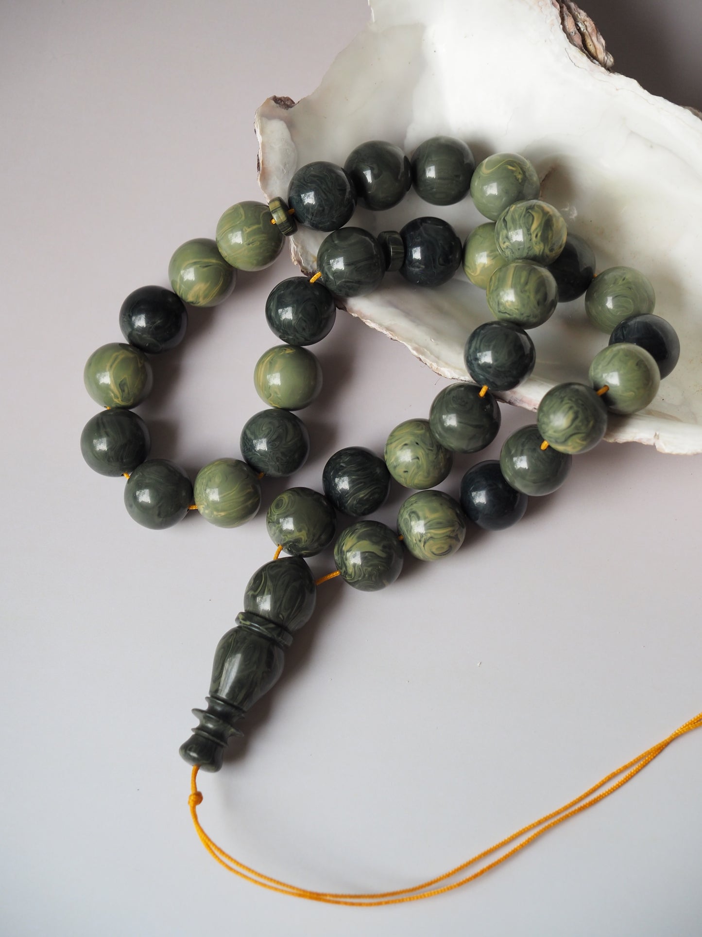 Vintage Teal Green "Chernobyl" Bakelite Misbah 33 Beads