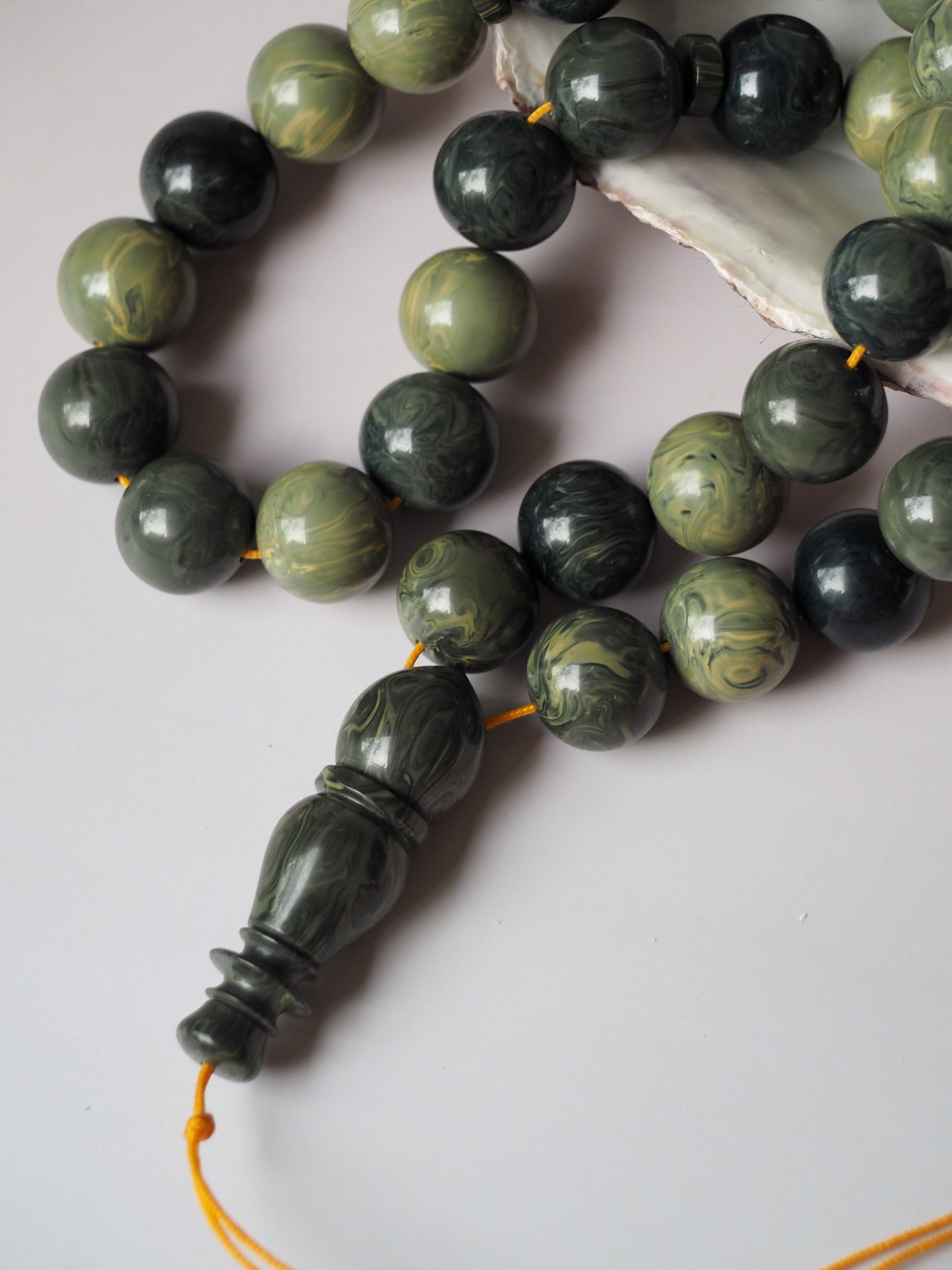 Vintage Teal Green "Chernobyl" Bakelite Misbah 33 Beads