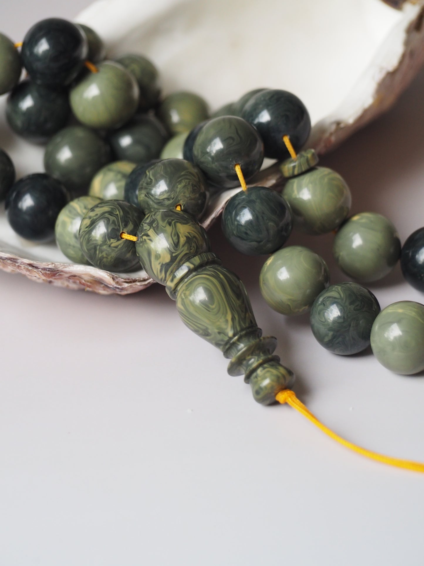 Vintage Teal Green "Chernobyl" Bakelite Misbah 33 Beads