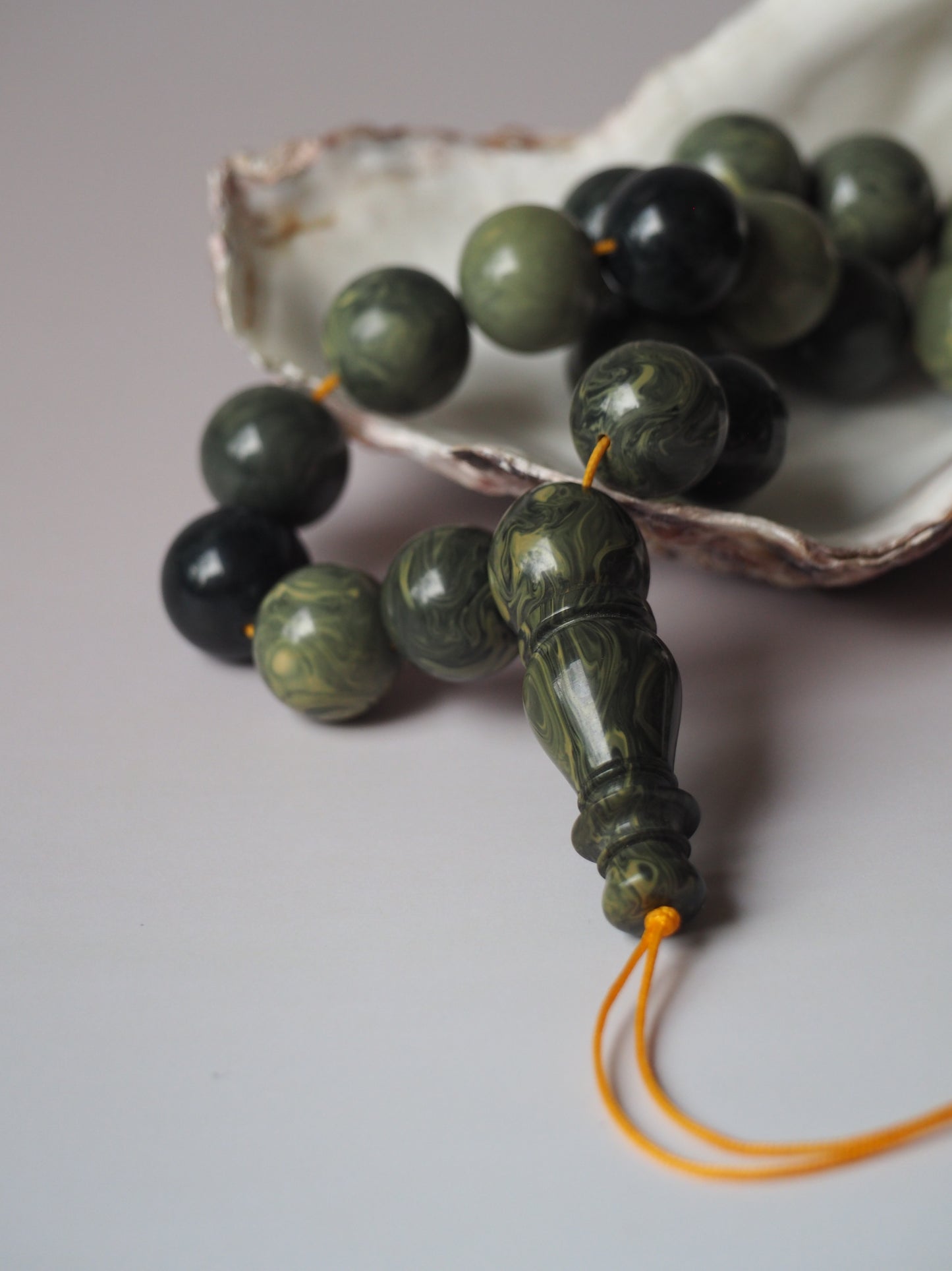 Vintage Teal Green "Chernobyl" Bakelite Misbah 33 Beads