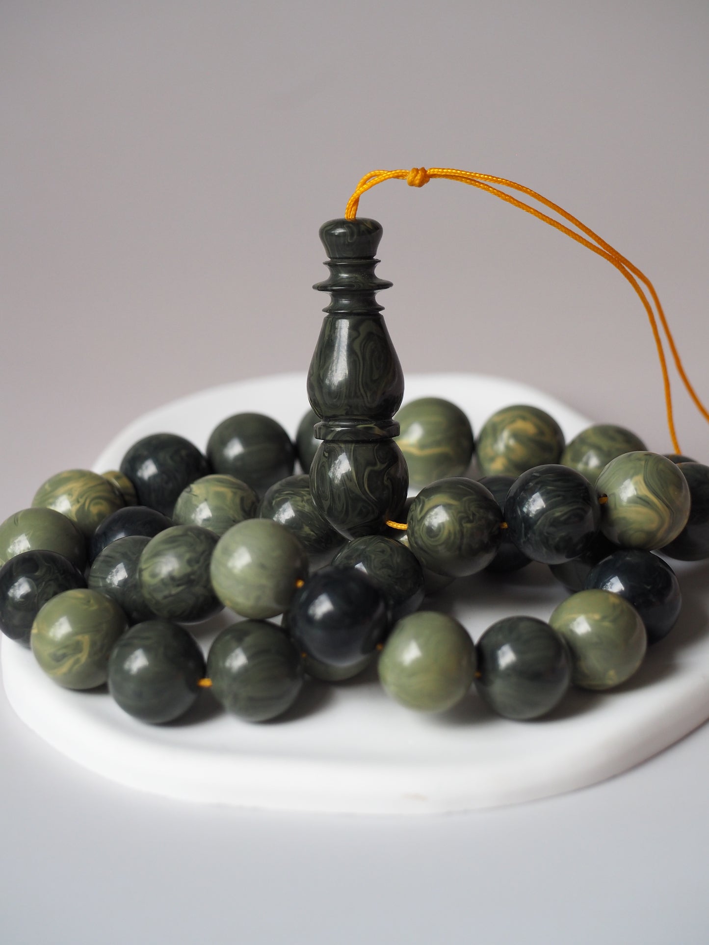 Vintage Teal Green "Chernobyl" Bakelite Misbah 33 Beads