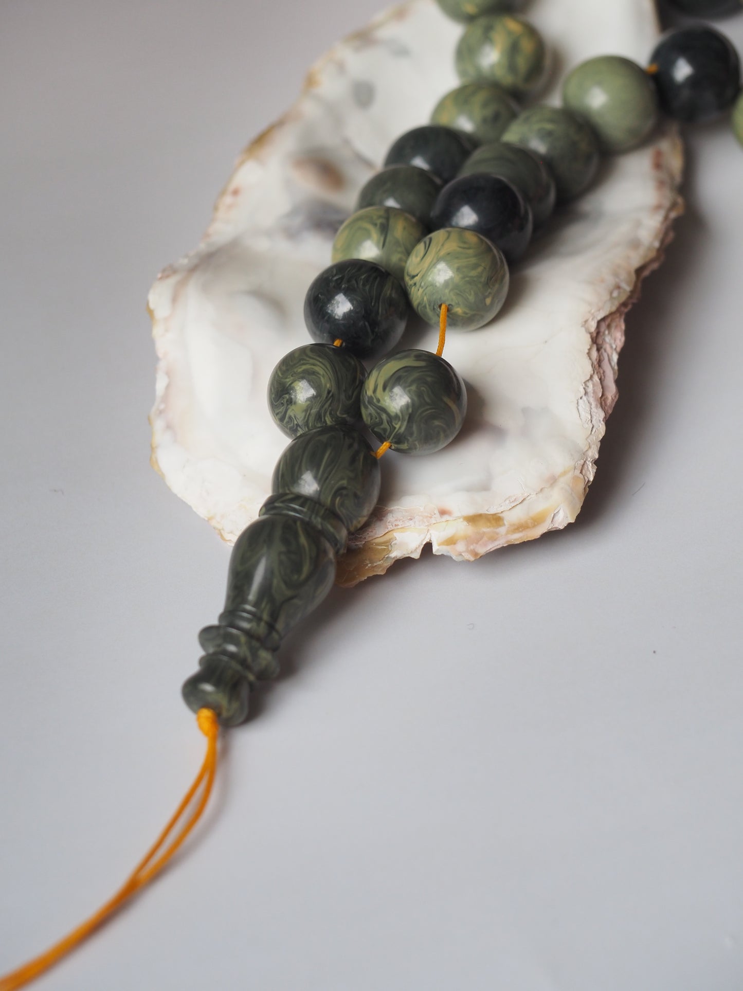 Vintage Teal Green "Chernobyl" Bakelite Misbah 33 Beads