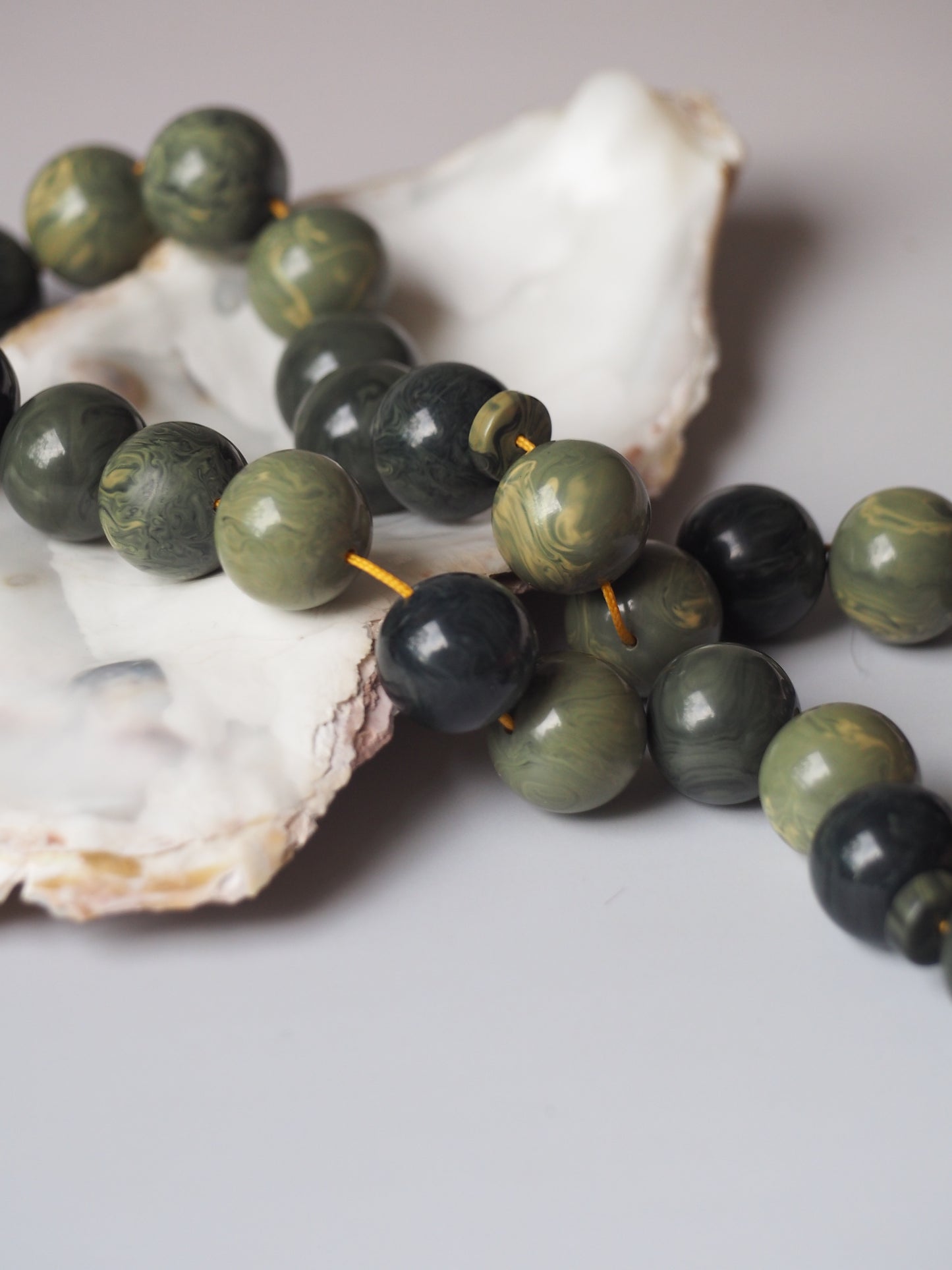 Vintage Teal Green "Chernobyl" Bakelite Misbah 33 Beads