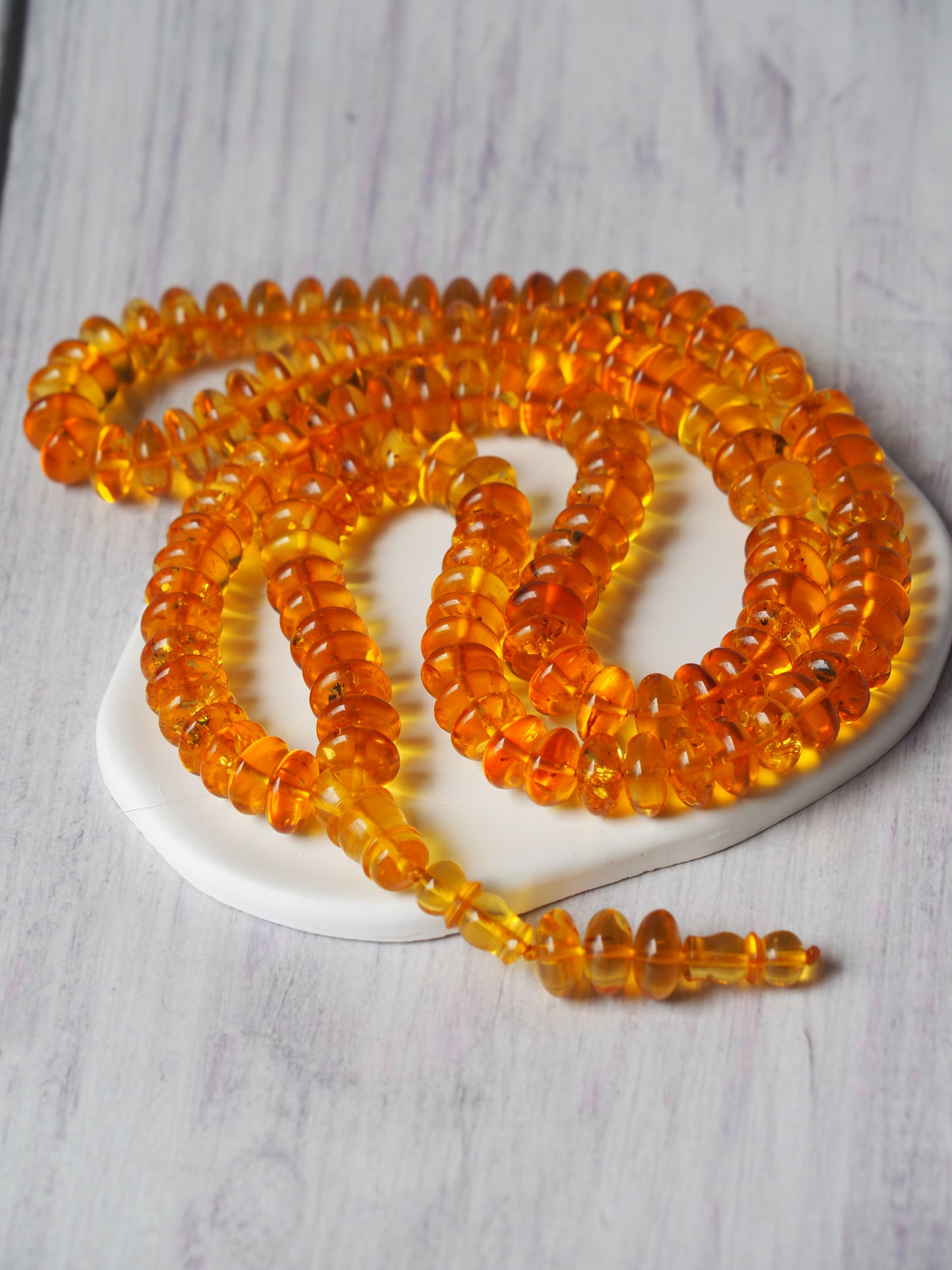 Donut Shape Natural Citron Amber Misbaha 128 Beads