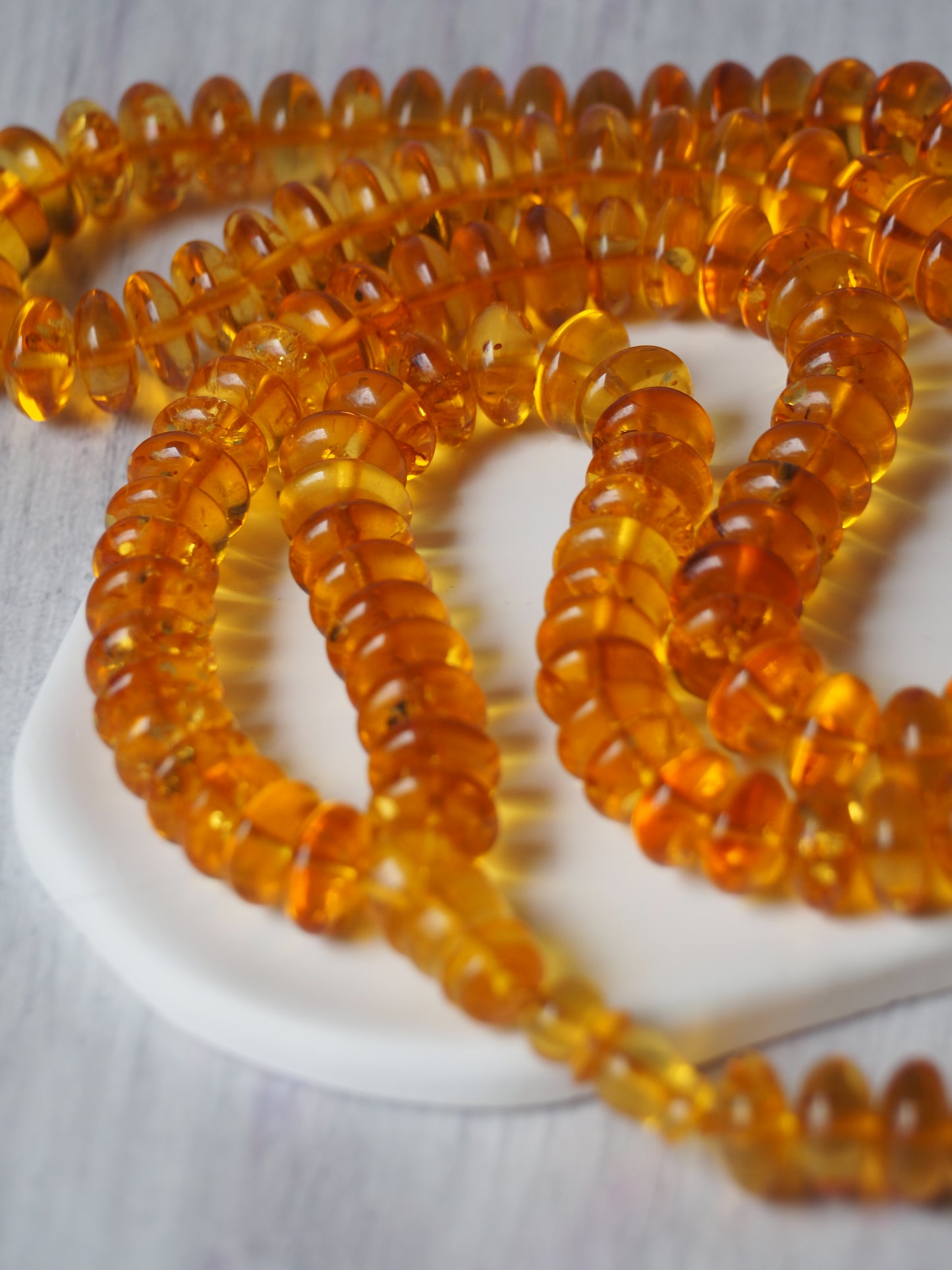 Donut Shape Natural Citron Amber Misbaha 128 Beads
