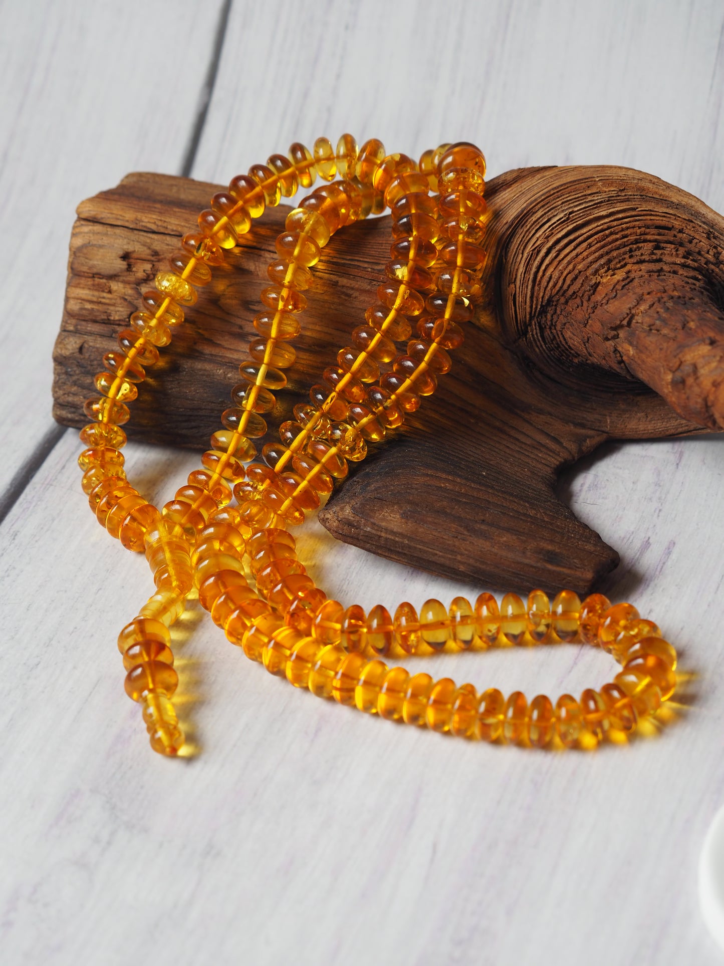 Donut Shape Natural Citron Amber Misbaha 128 Beads