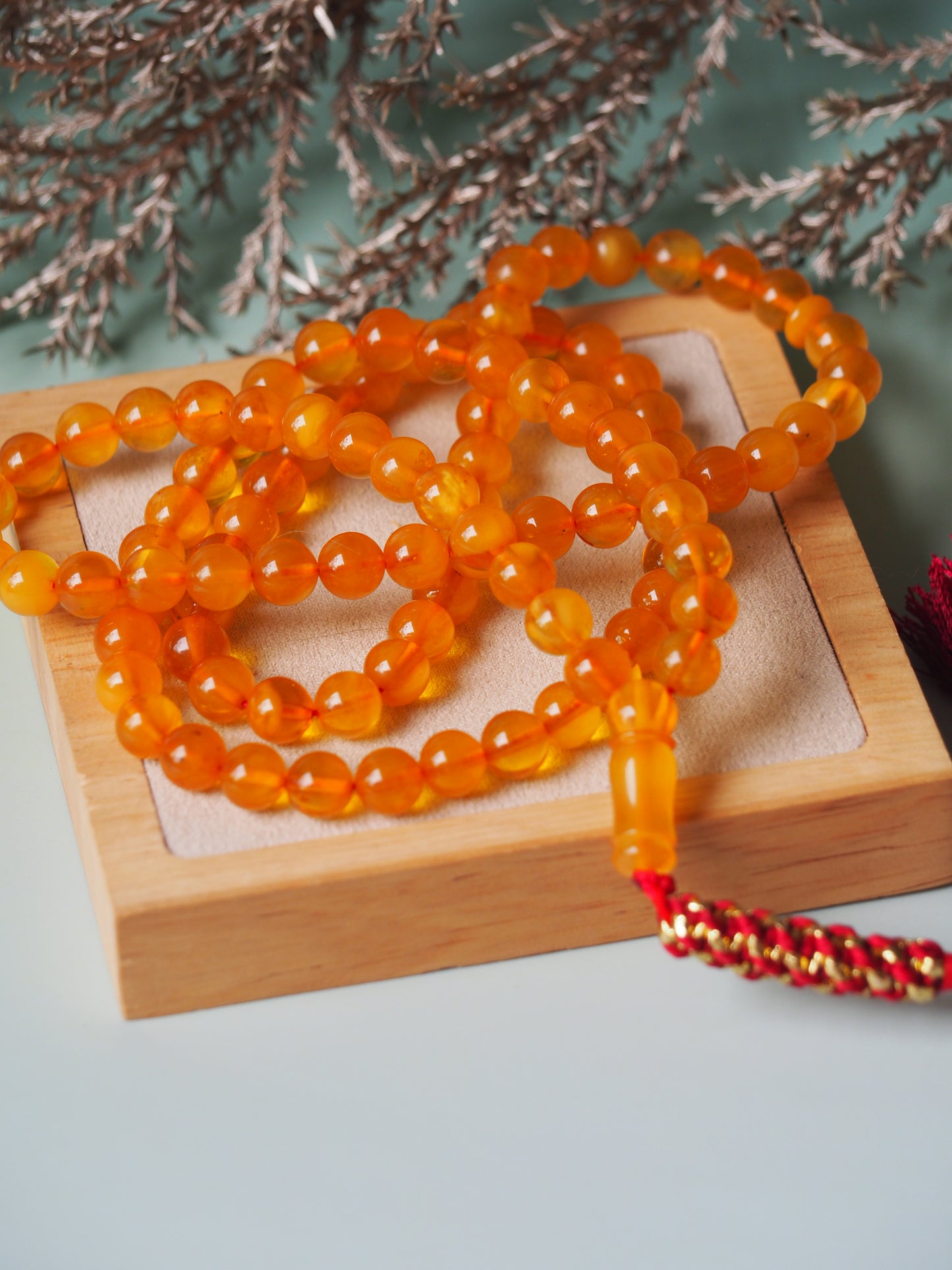 Natural Aged Cloudy Honey Amber Tasbih Pocket Size 99 Beads