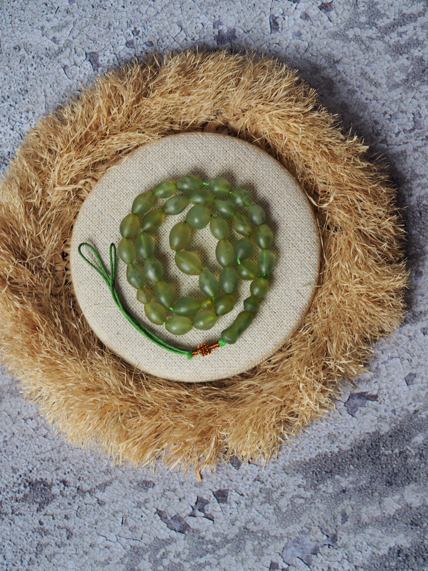 Natural Cloudy Olive Green Shah Maqsood Rosary