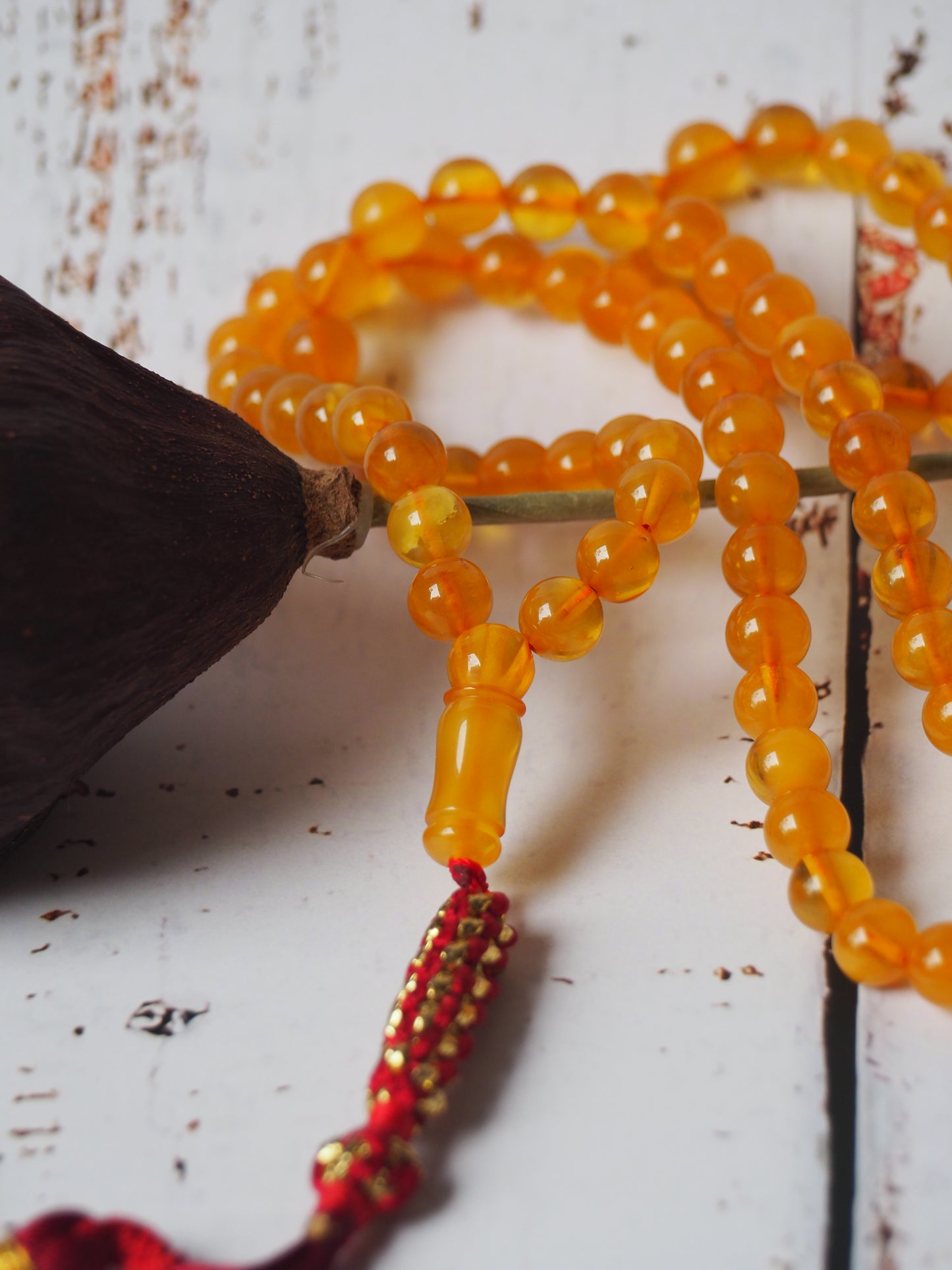 Natural Aged Cloudy Honey Amber Tasbih Pocket Size 99 Beads