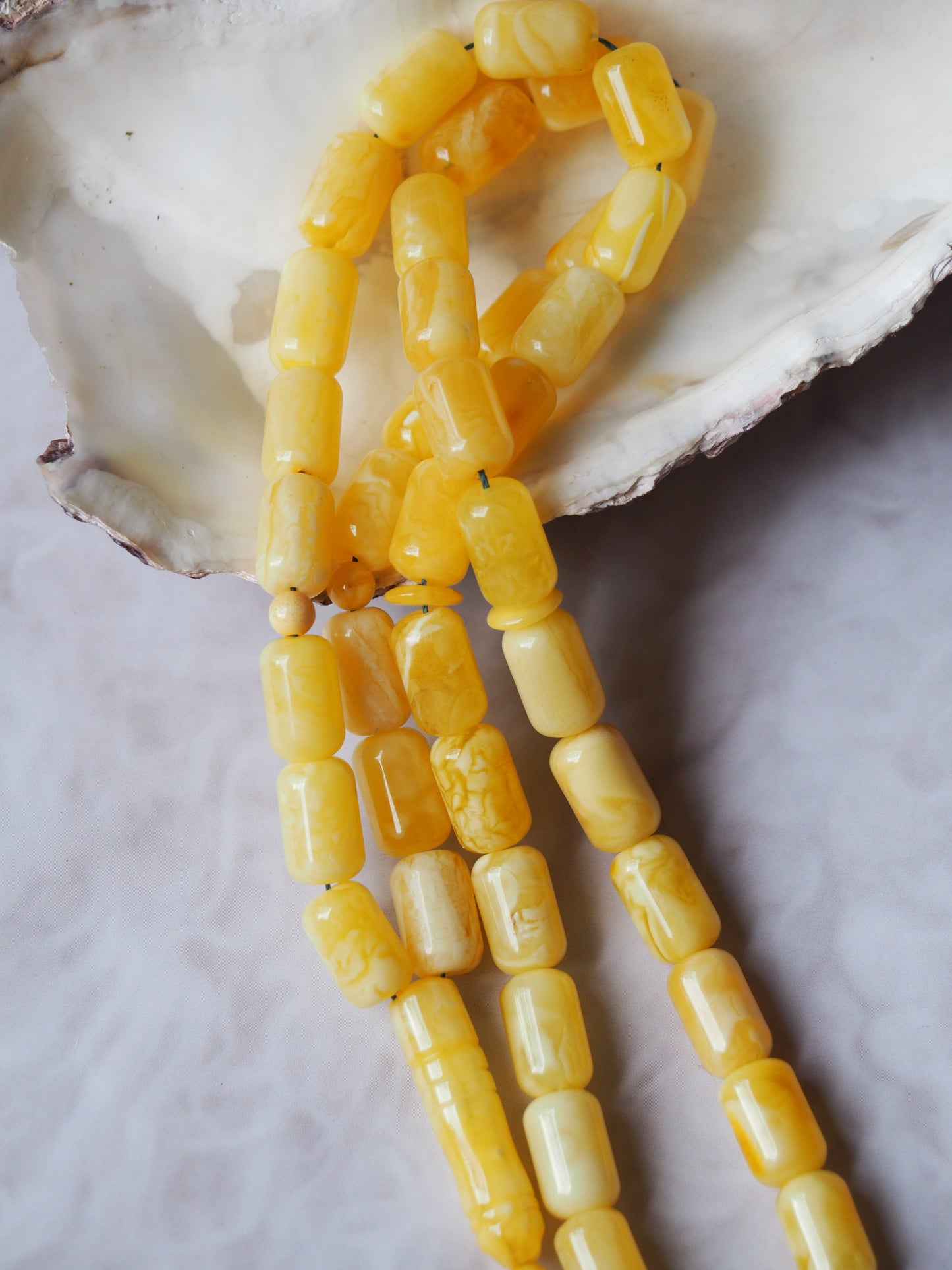 Natural Tiger Barrel Shape Amber Rosary 42 Beads