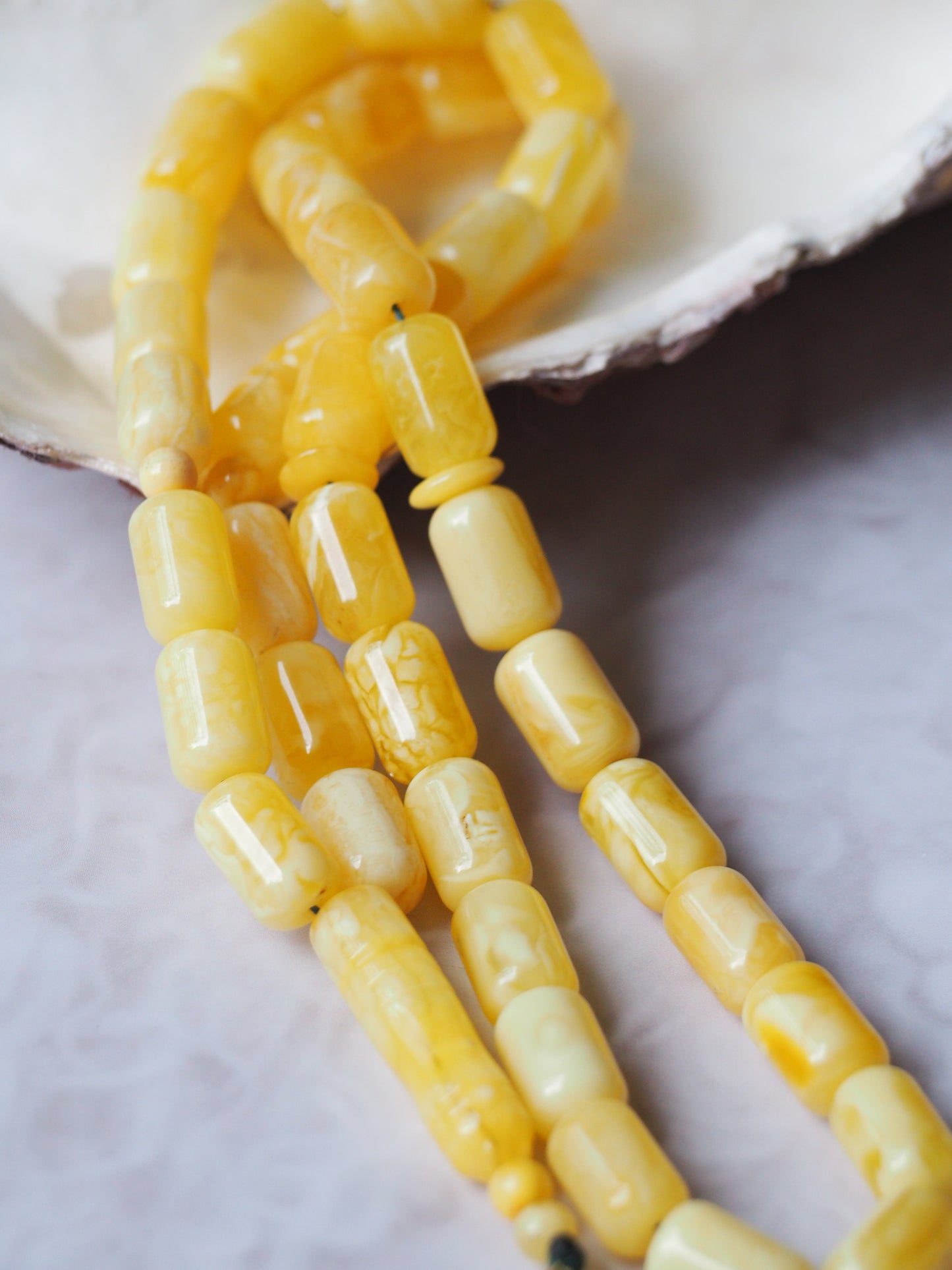 Natural Tiger Barrel Shape Amber Rosary 42 Beads