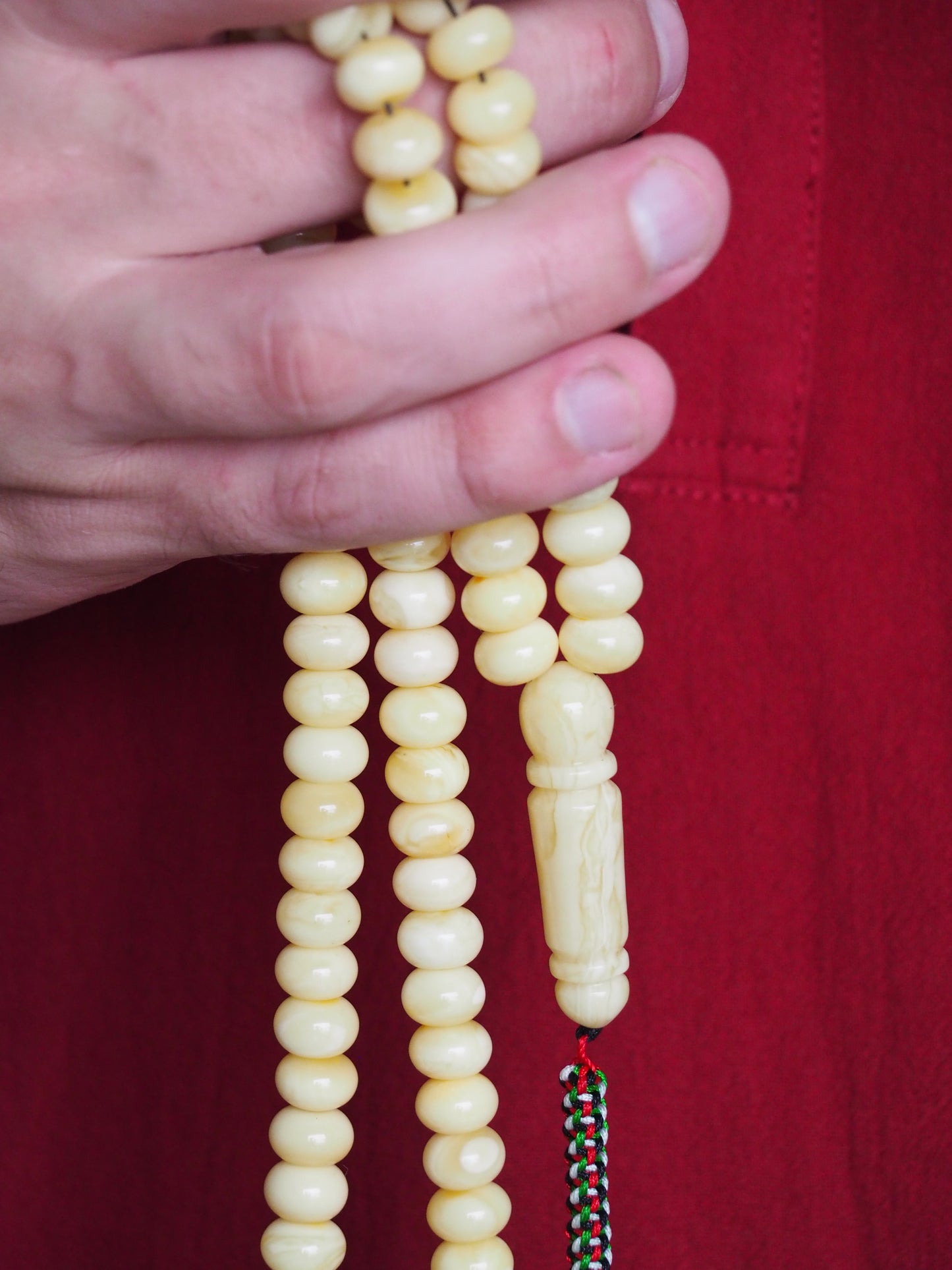 Unique Light Milk Donut Shape Natural Amber Rosary / Tasbih 113 Beads