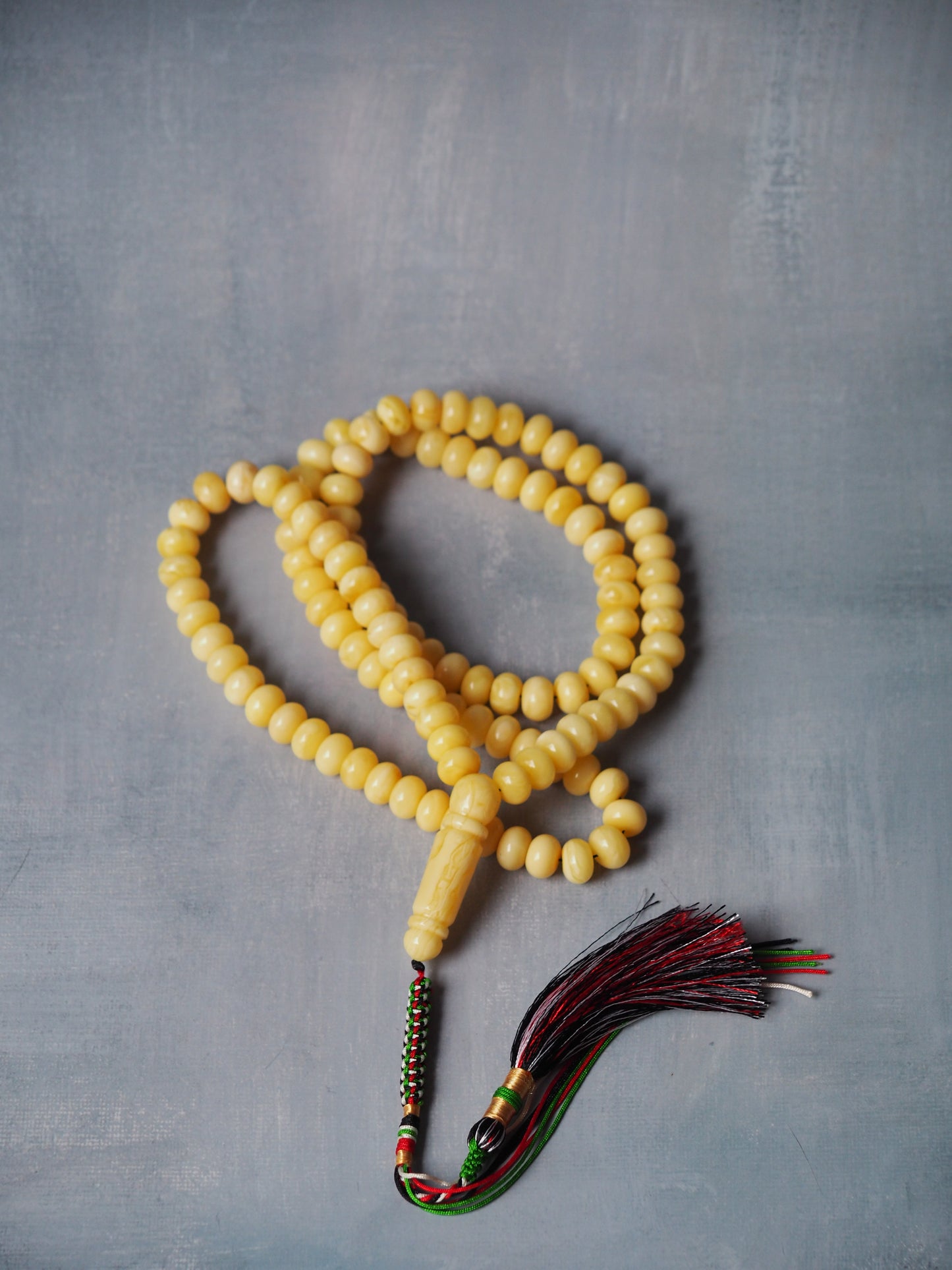 Unique Light Milk Donut Shape Natural Amber Rosary / Tasbih 113 Beads