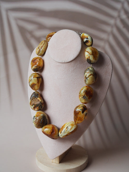 Huge and Unique Raw Amber Necklace from Private Collector from Poland 1970s with Certificate