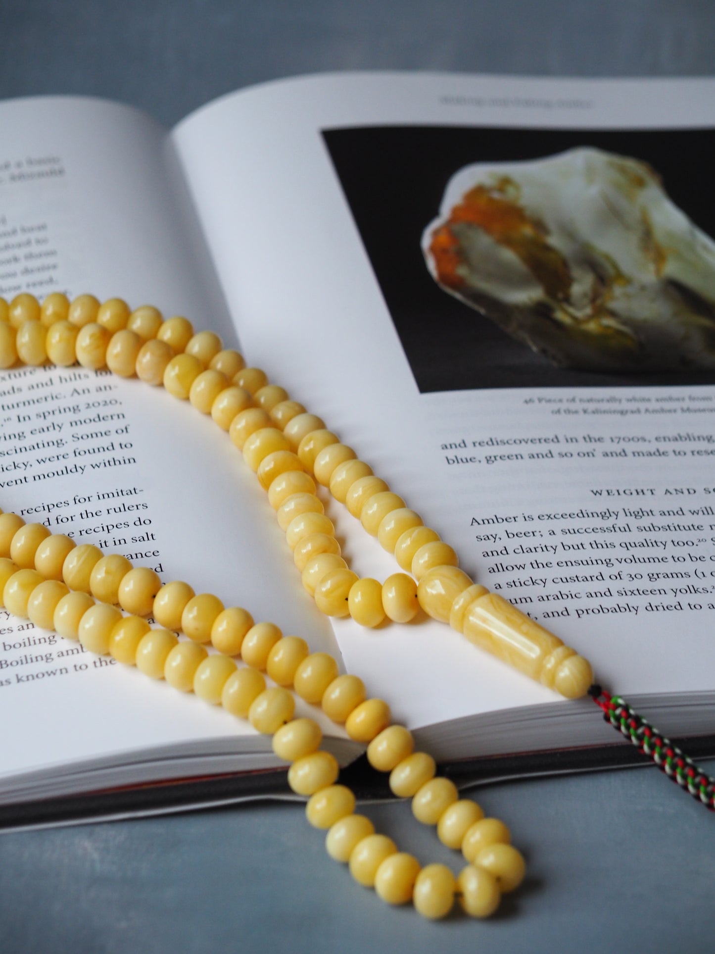 Unique Light Milk Donut Shape Natural Amber Rosary / Tasbih 113 Beads