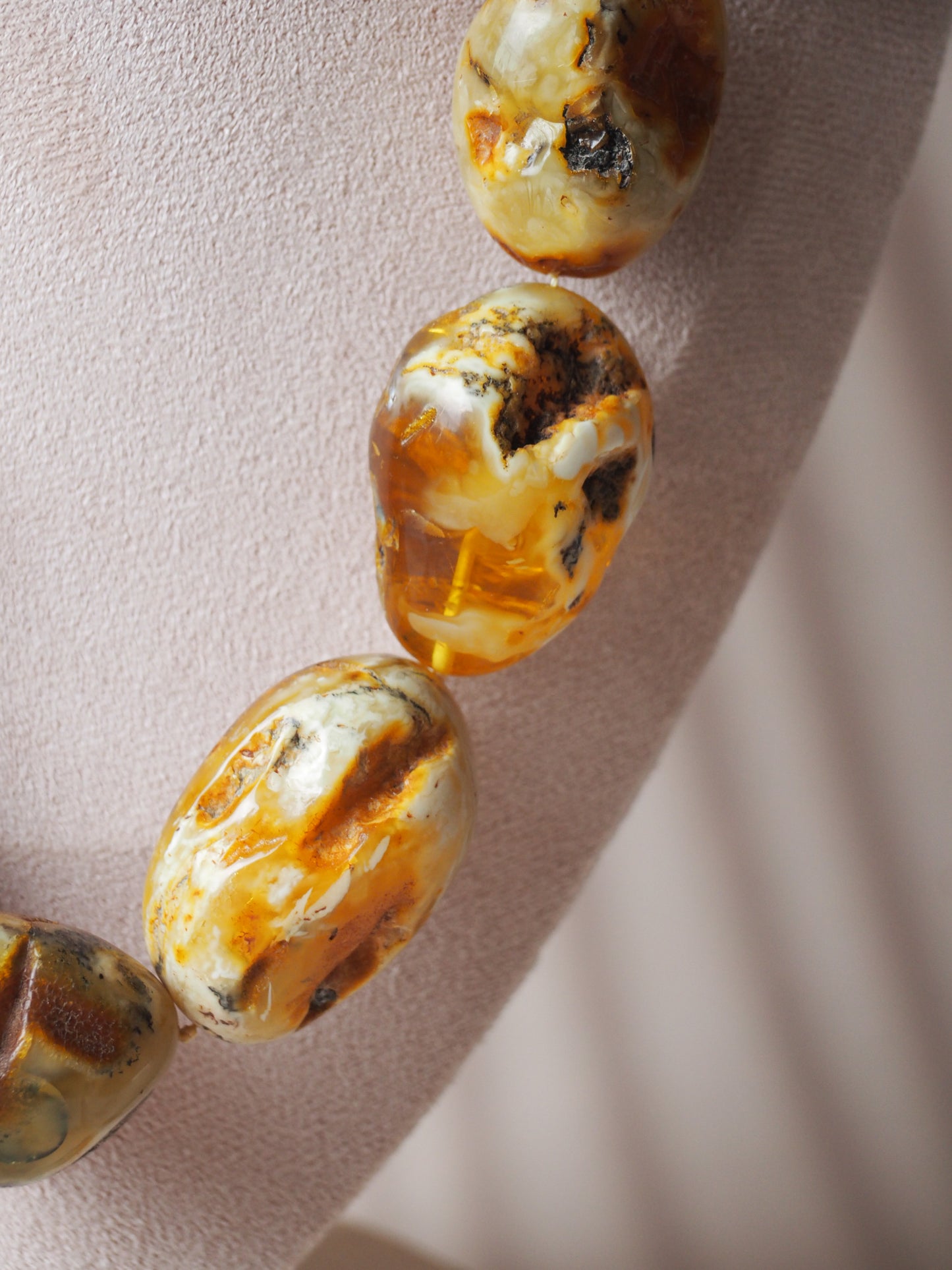Huge and Unique Raw Amber Necklace from Private Collector from Poland 1970s with Certificate