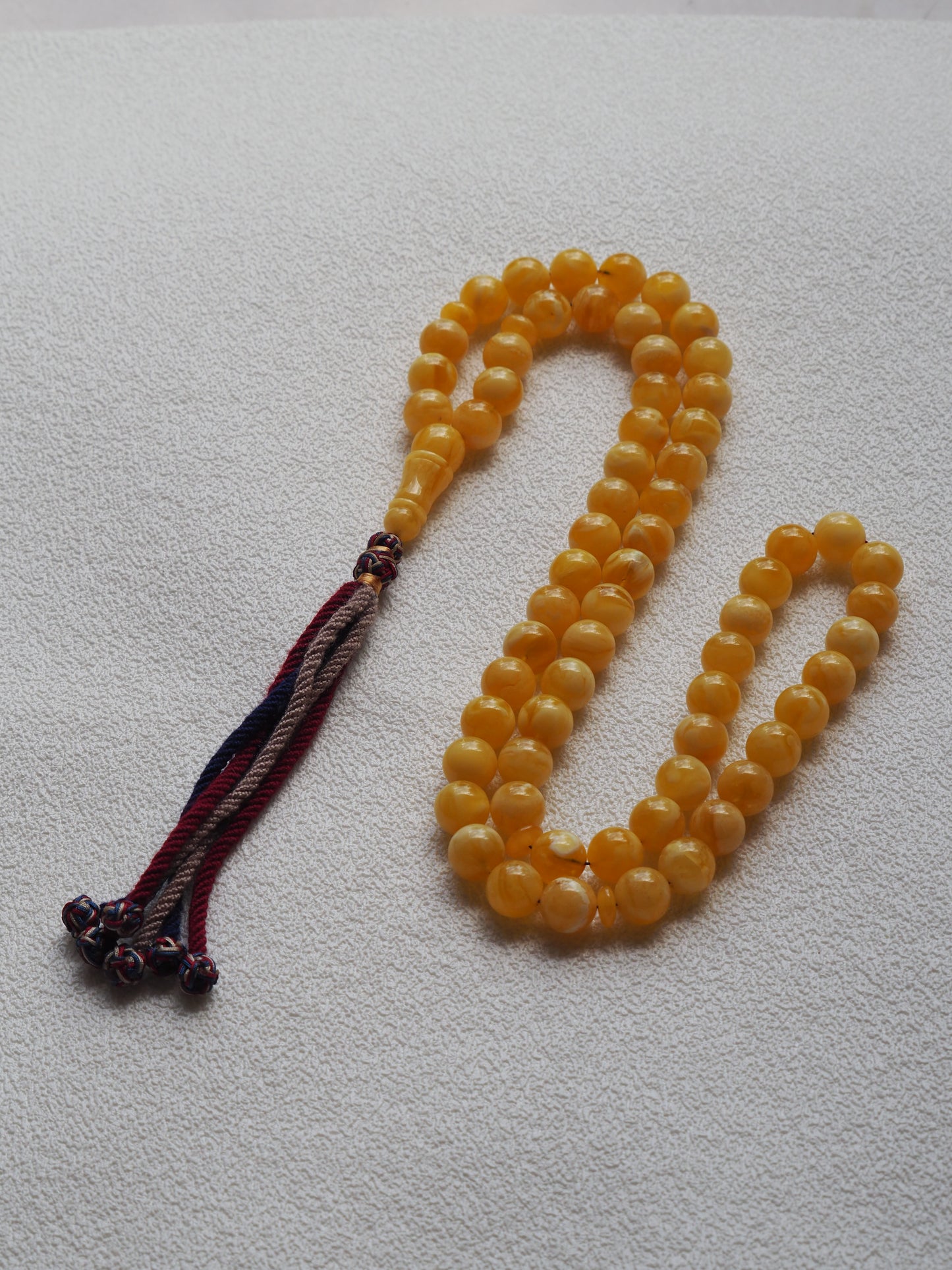 Unique Completed Natural Butterscotch Tiger Amber Rosary 65 Beads 100g