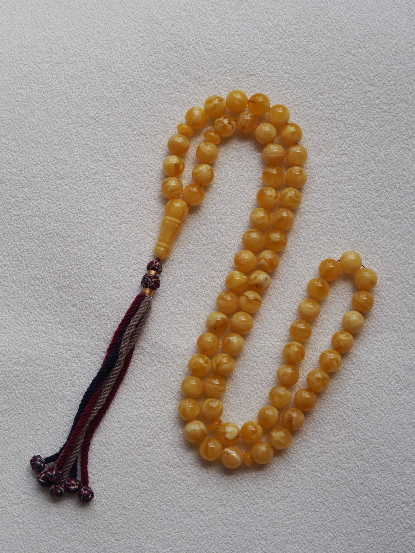 Unique Completed Natural Butterscotch Tiger Amber Rosary 65 Beads 100g