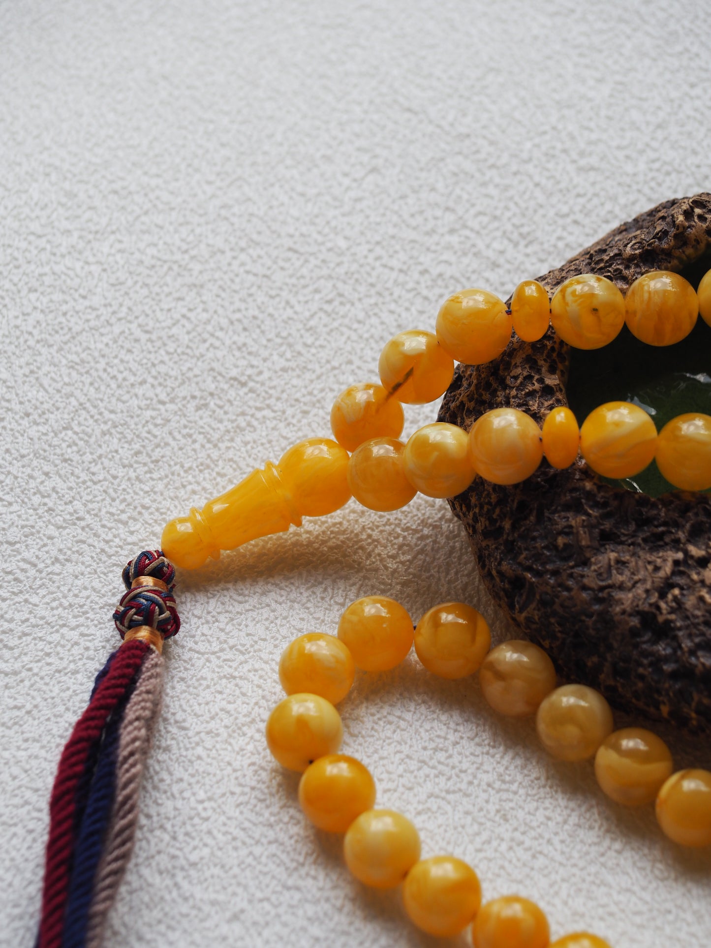 Unique Completed Natural Butterscotch Tiger Amber Rosary 65 Beads 100g