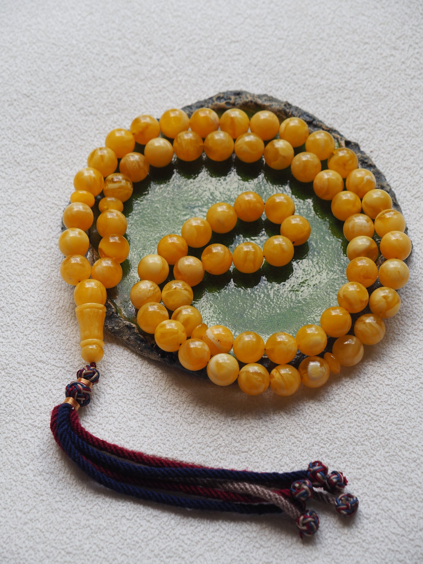 Unique Completed Natural Butterscotch Tiger Amber Rosary 65 Beads 100g