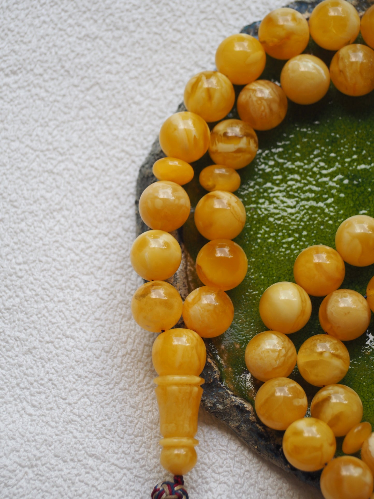 Unique Completed Natural Butterscotch Tiger Amber Rosary 65 Beads 100g
