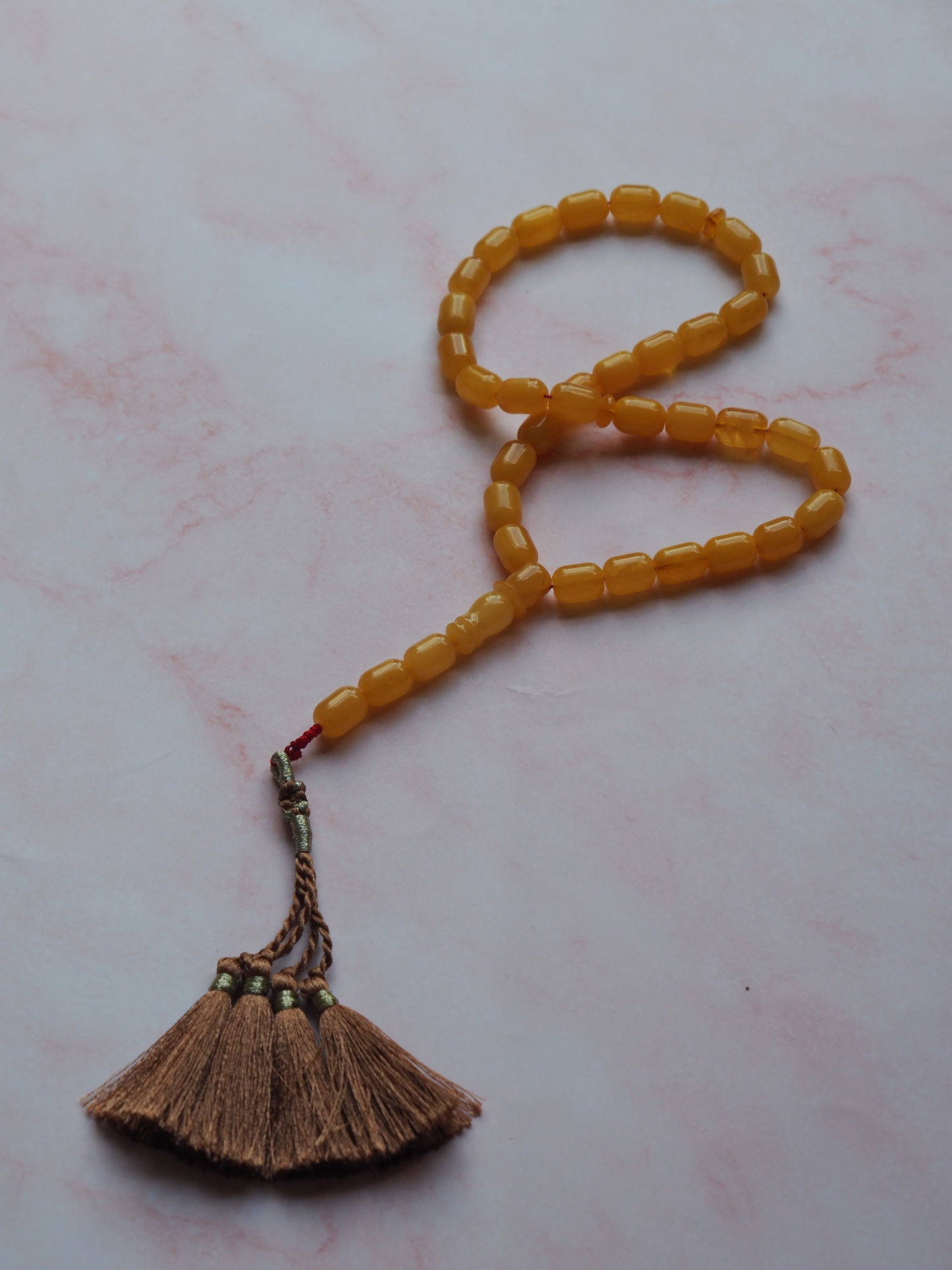Natural Butterscotch Baltic Amber Barrel Shape Rosary 33 Beads + 3 spare