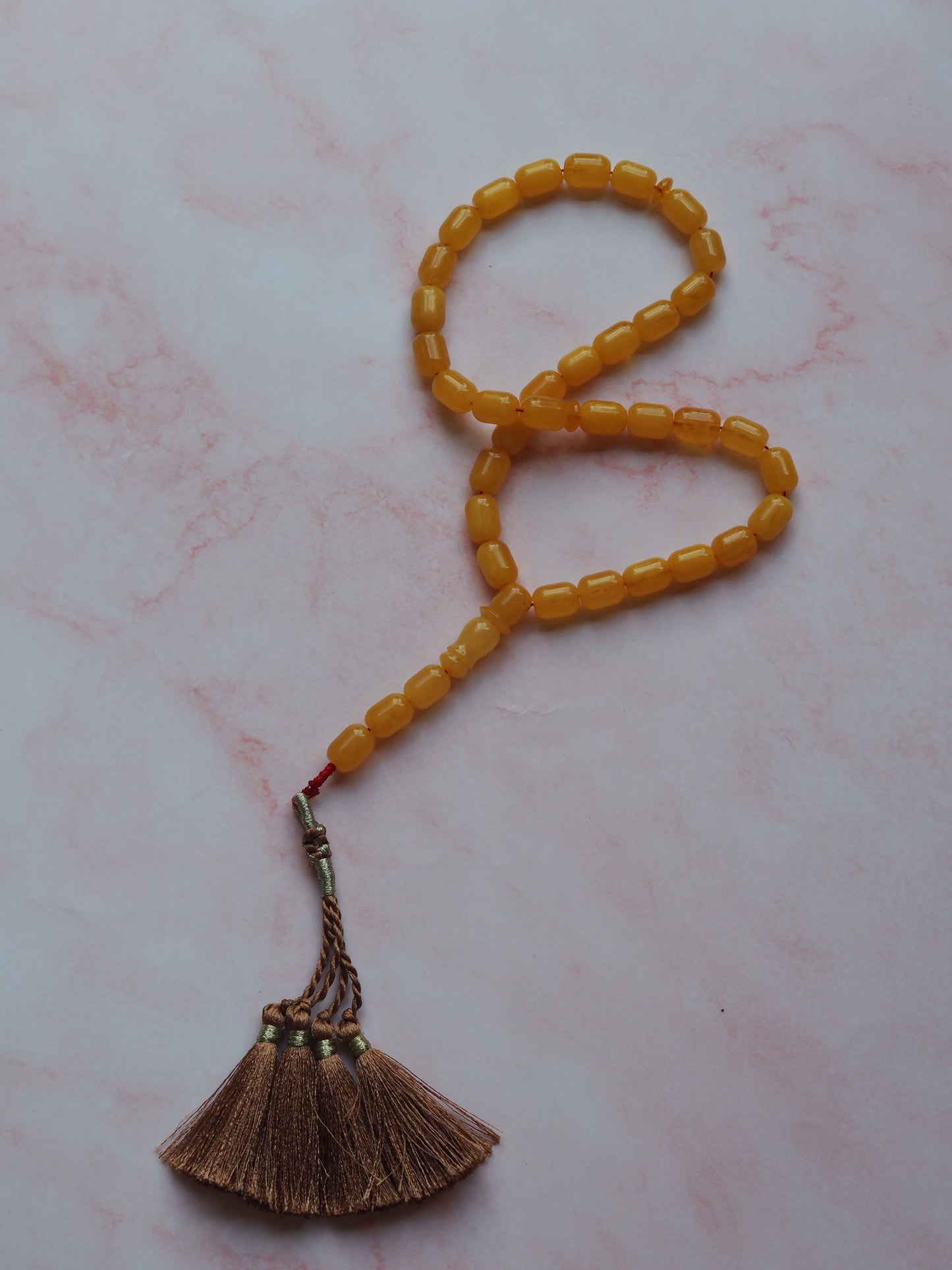 Natural Butterscotch Baltic Amber Barrel Shape Rosary 33 Beads + 3 spare