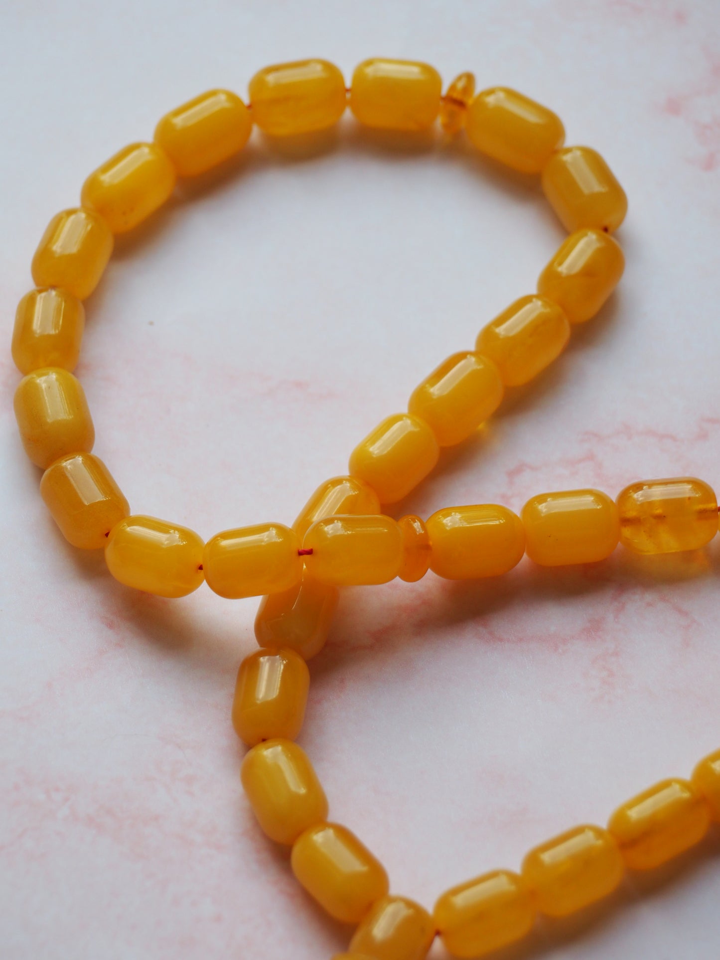Natural Butterscotch Baltic Amber Barrel Shape Rosary 33 Beads + 3 spare