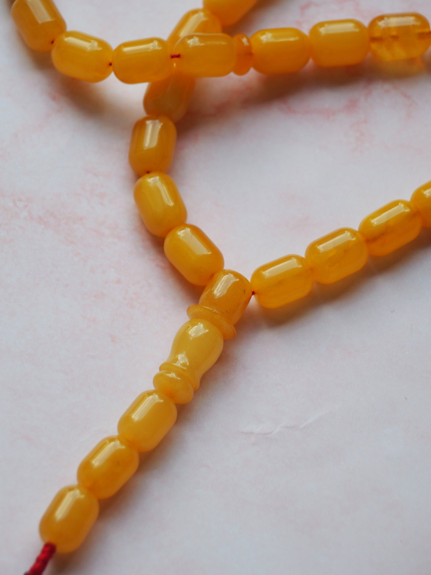 Natural Butterscotch Baltic Amber Barrel Shape Rosary 33 Beads + 3 spare