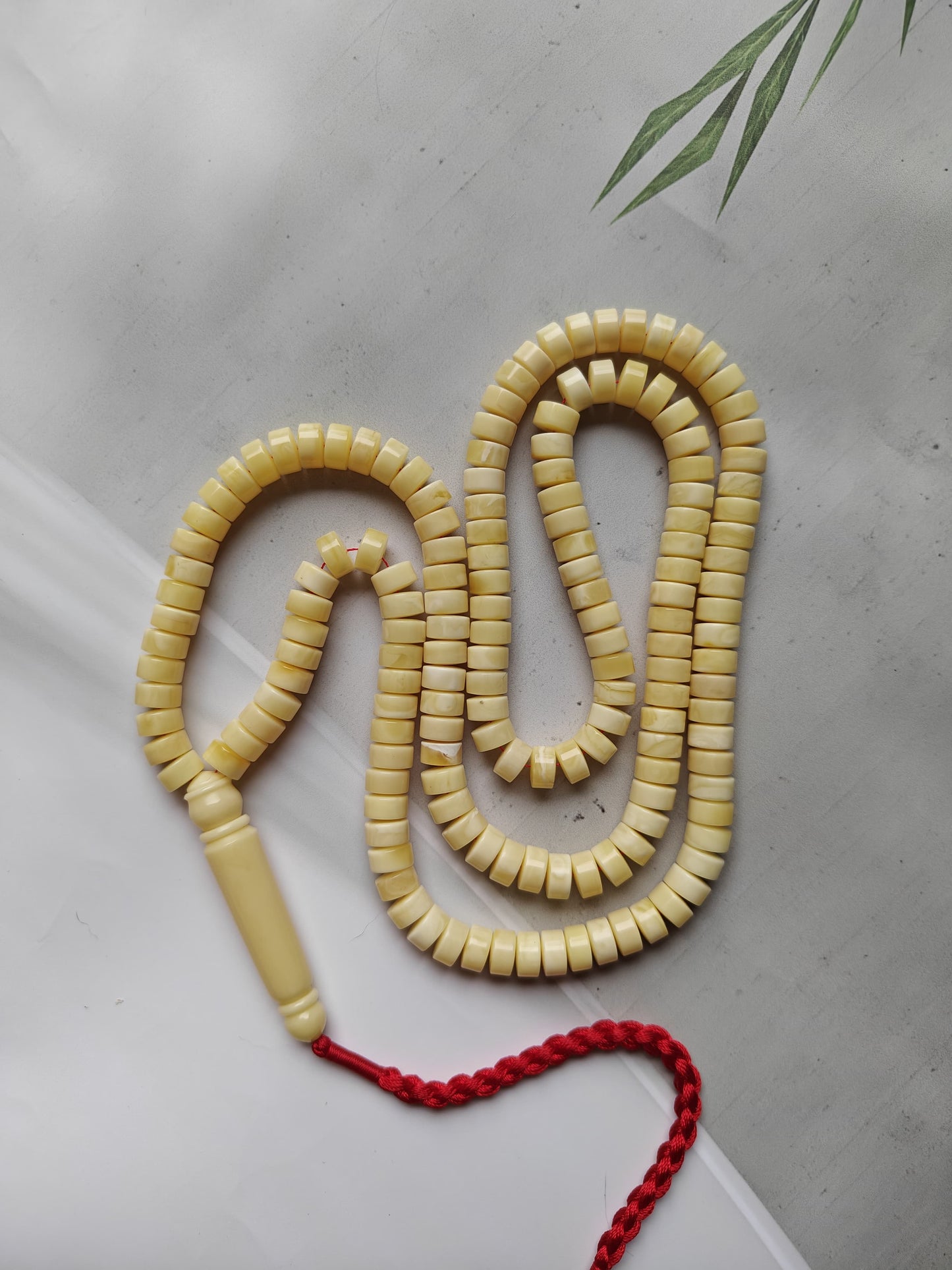 Natural Ceramic Light Milk Donut Shaped Amber Rosary / Misbaha 159 Beads