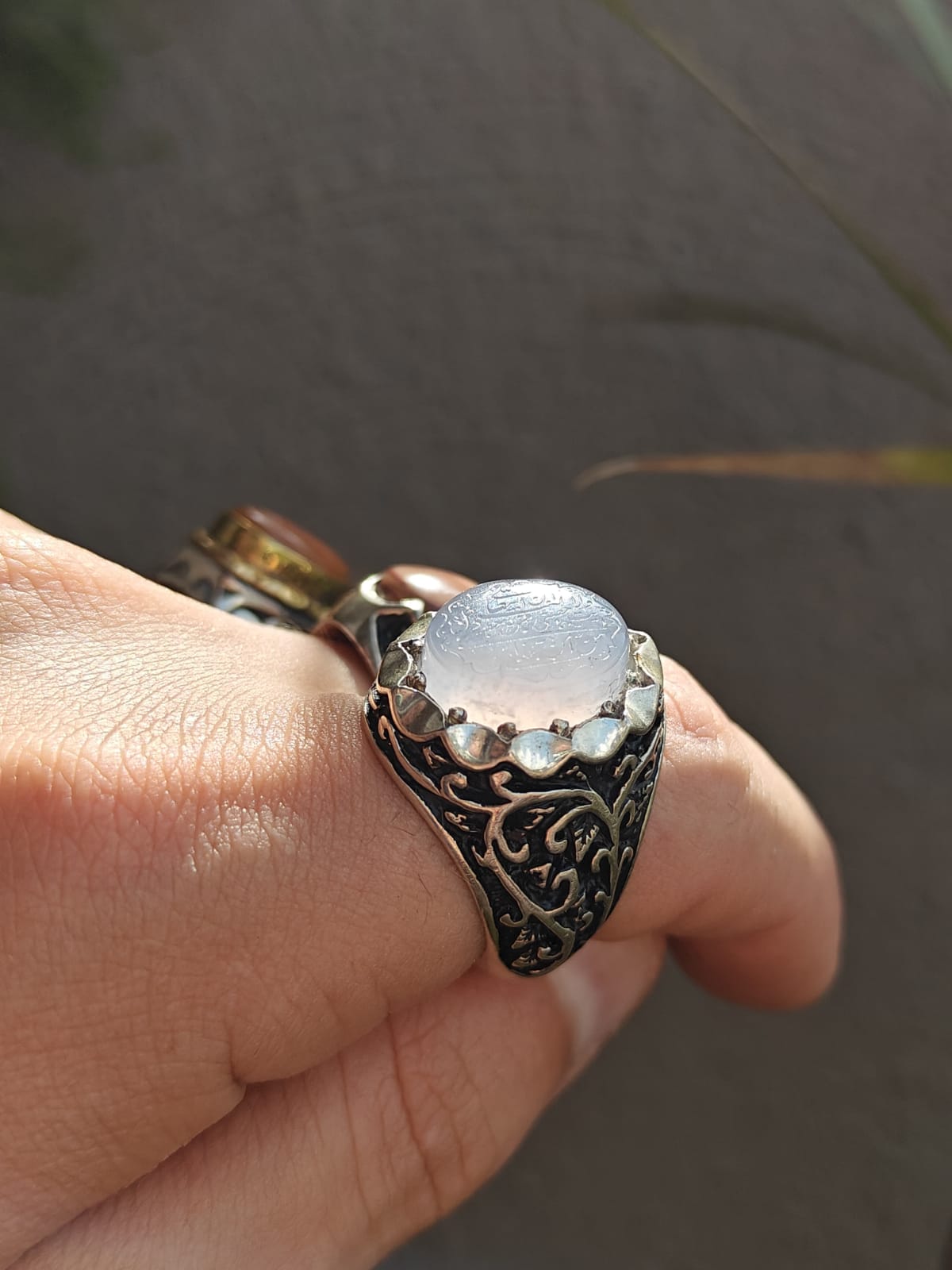 Natural Yemeni Agate Ring in Silver 925
