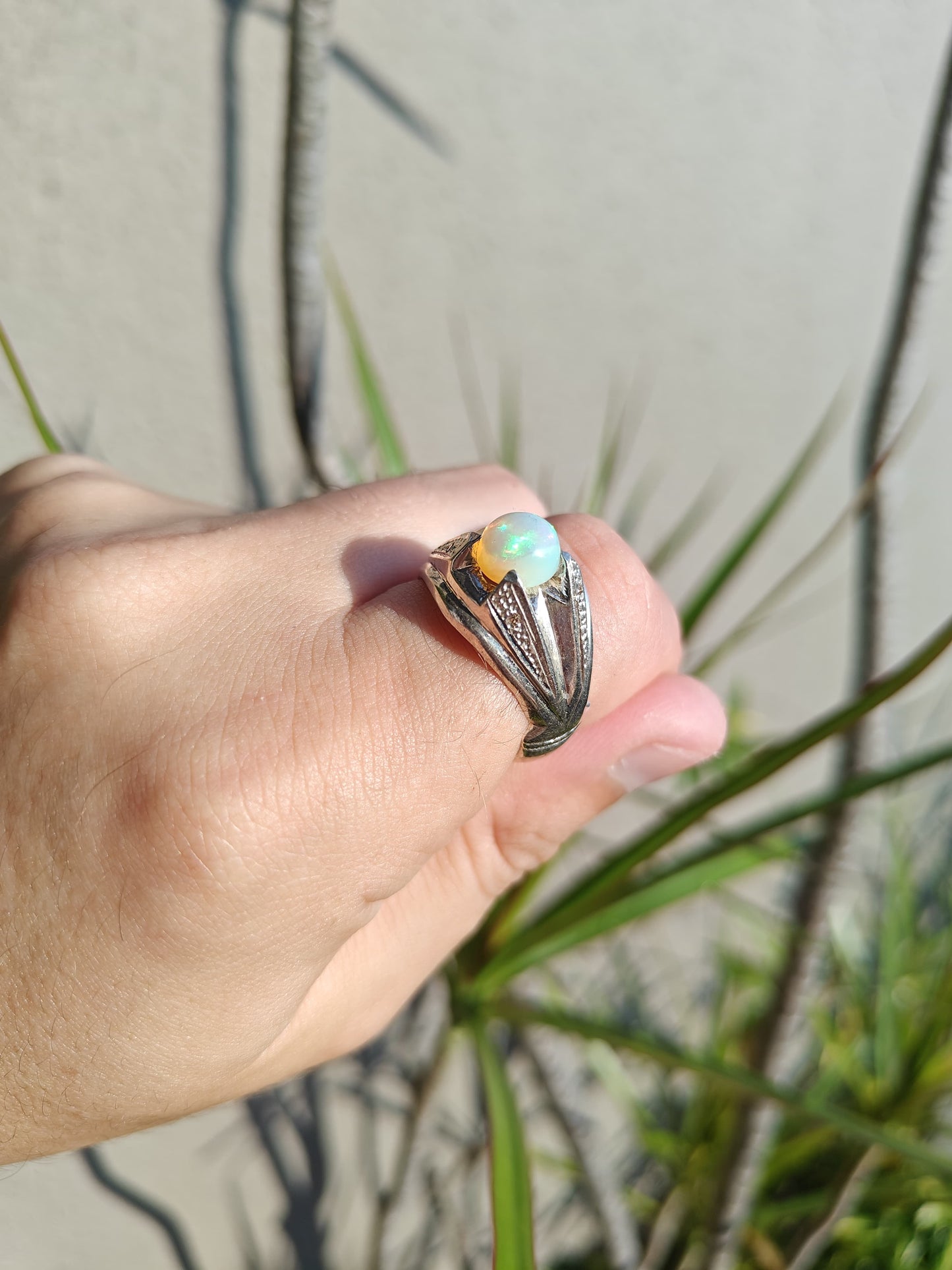 Natural African Opal Ring in 925 Silver