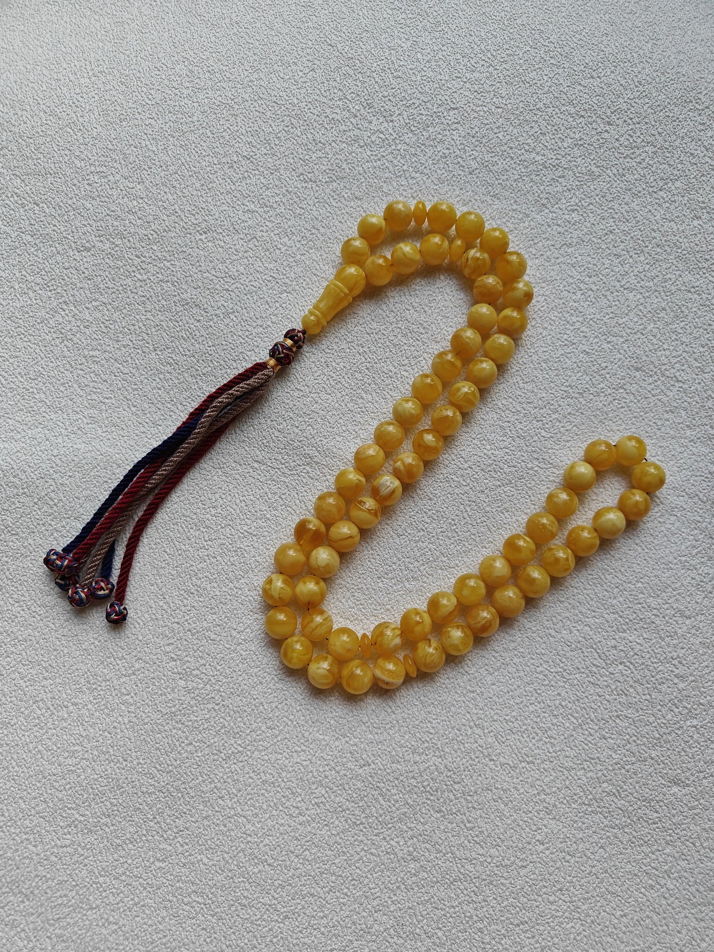 Unique Completed Natural Butterscotch Tiger Amber Rosary 65 Beads 100g